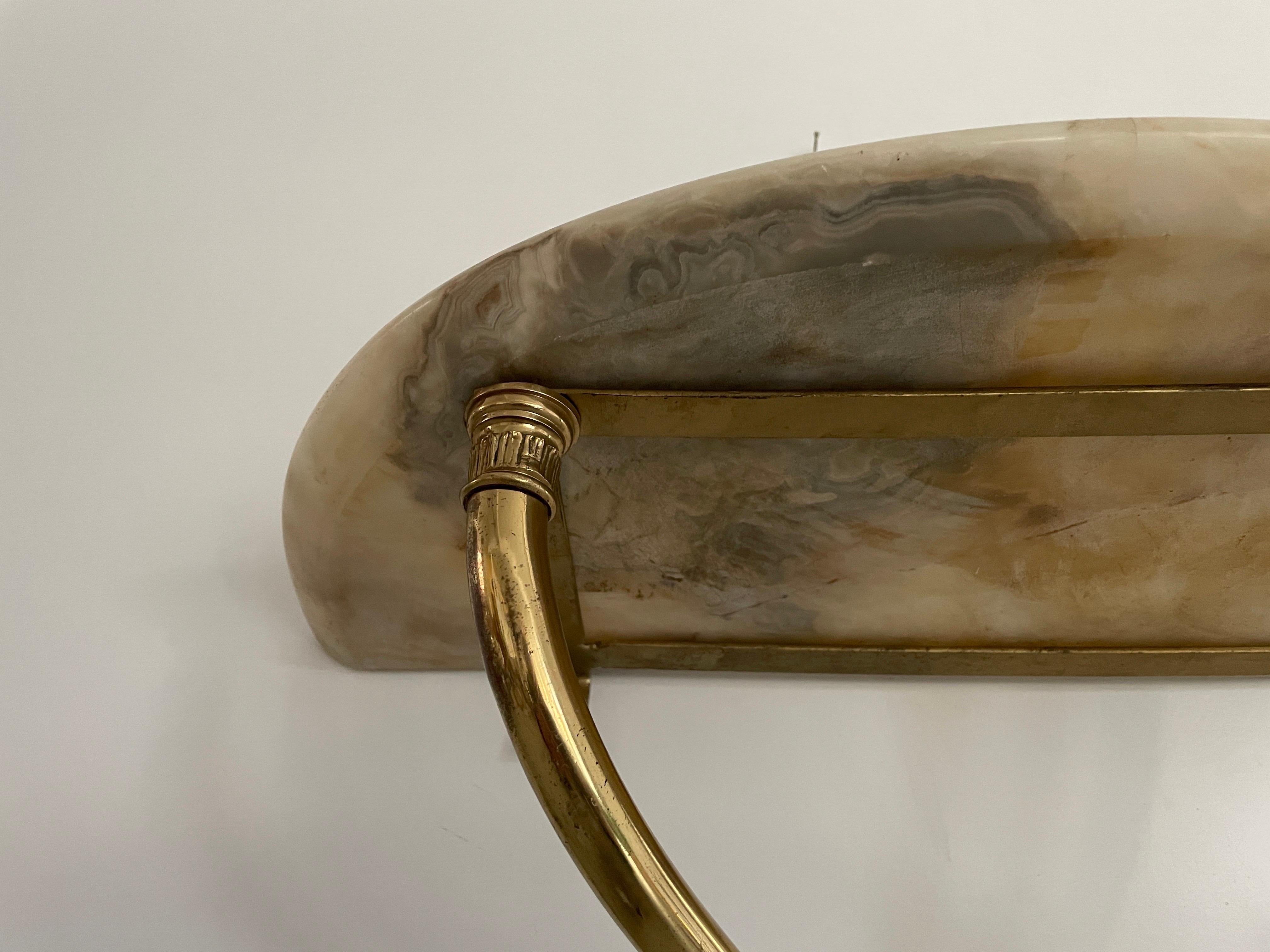 Mid-Century Brass and Marble Top Floating Wall Console Table, 1950s, Italy 5