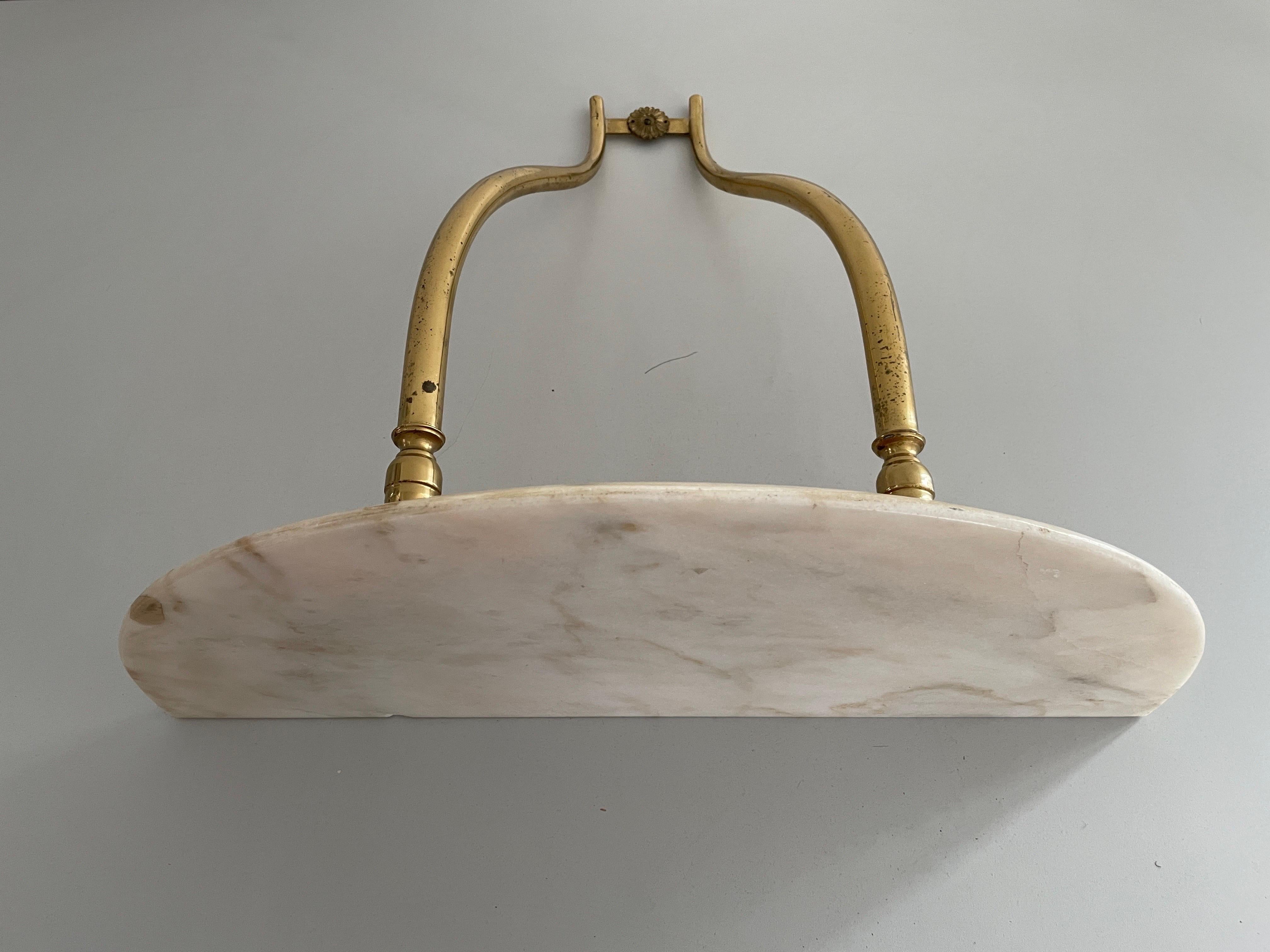 Mid-Century Brass and Marble Top Floating Wall Console Table, 1950s, Italy For Sale 6