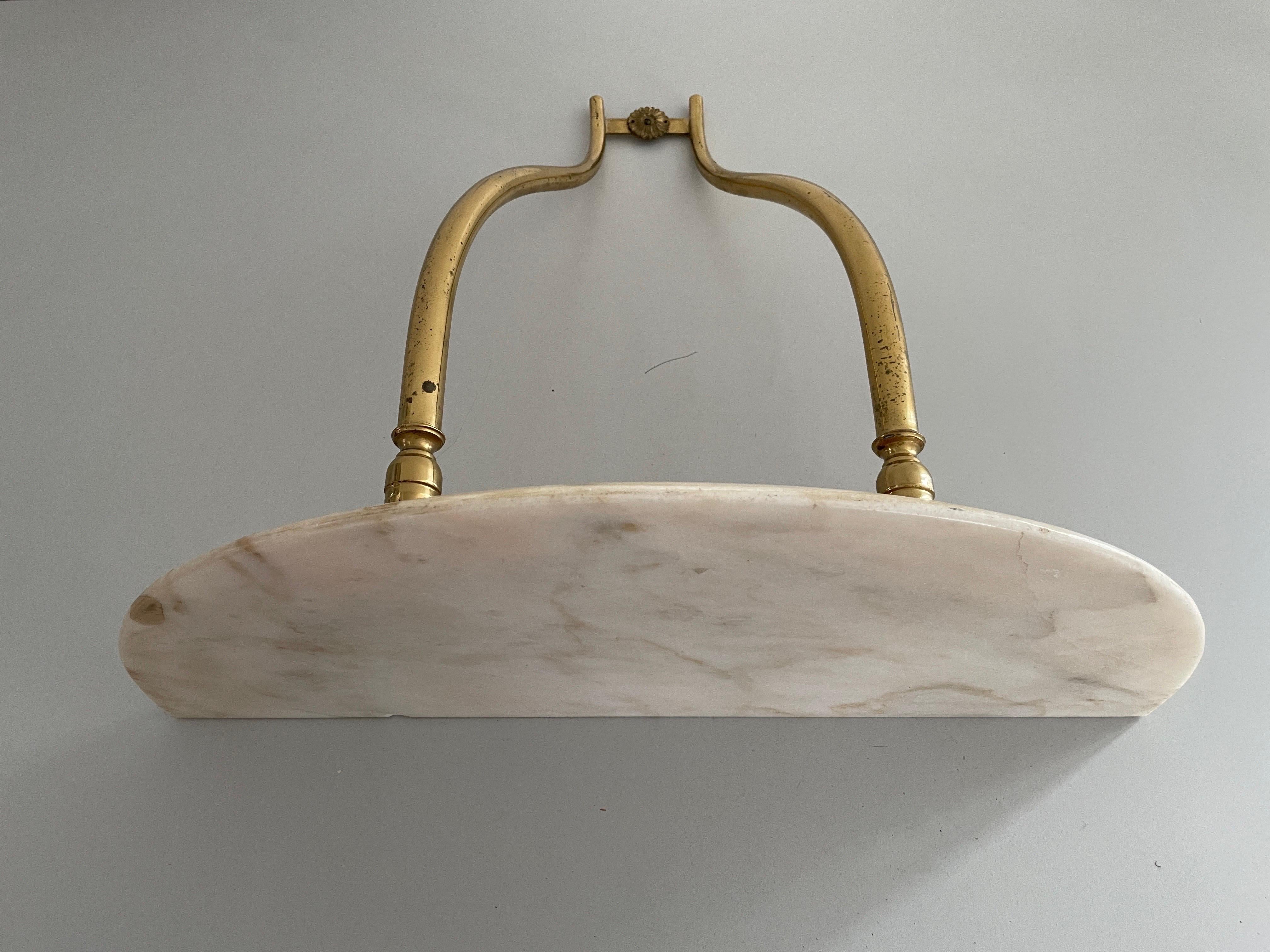 Mid-Century Brass and Marble Top Floating Wall Console Table, 1950s, Italy 5
