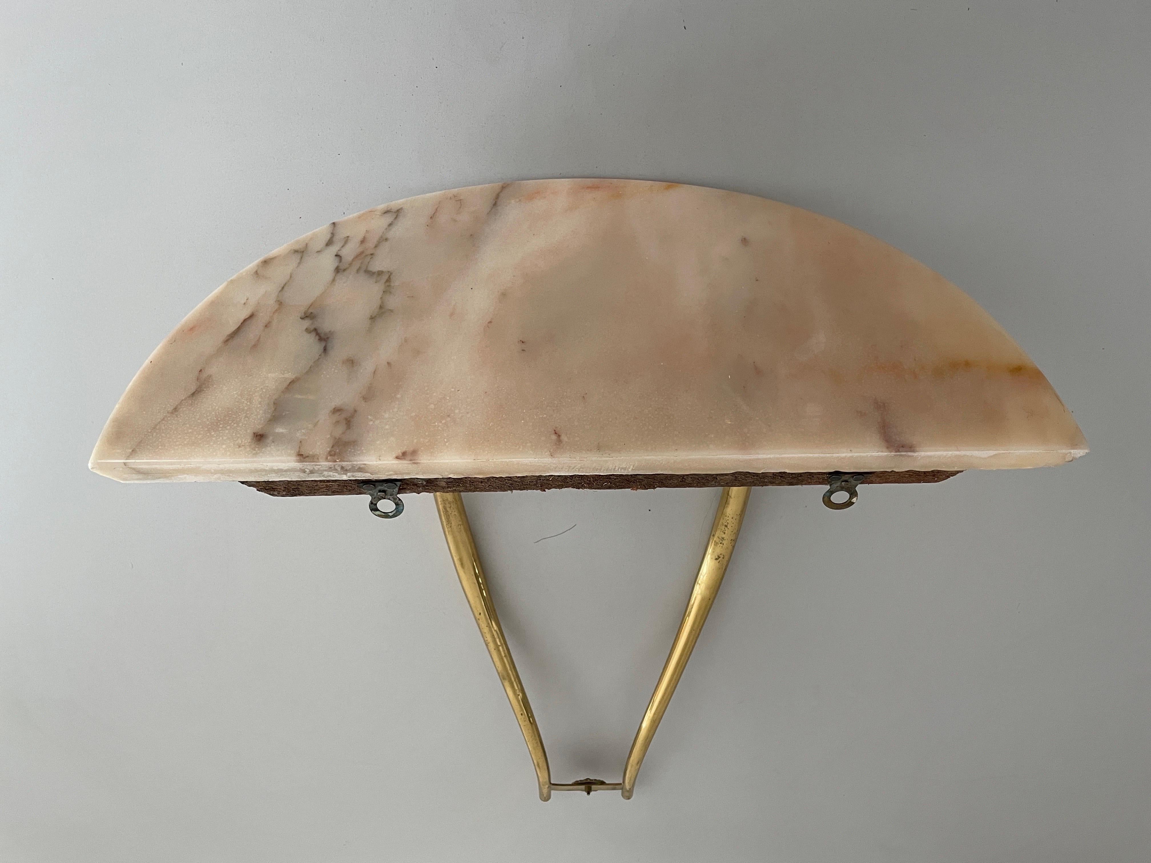 Mid-Century Brass and Marble Top Floating Wall Console Table, 1950s, Italy 6