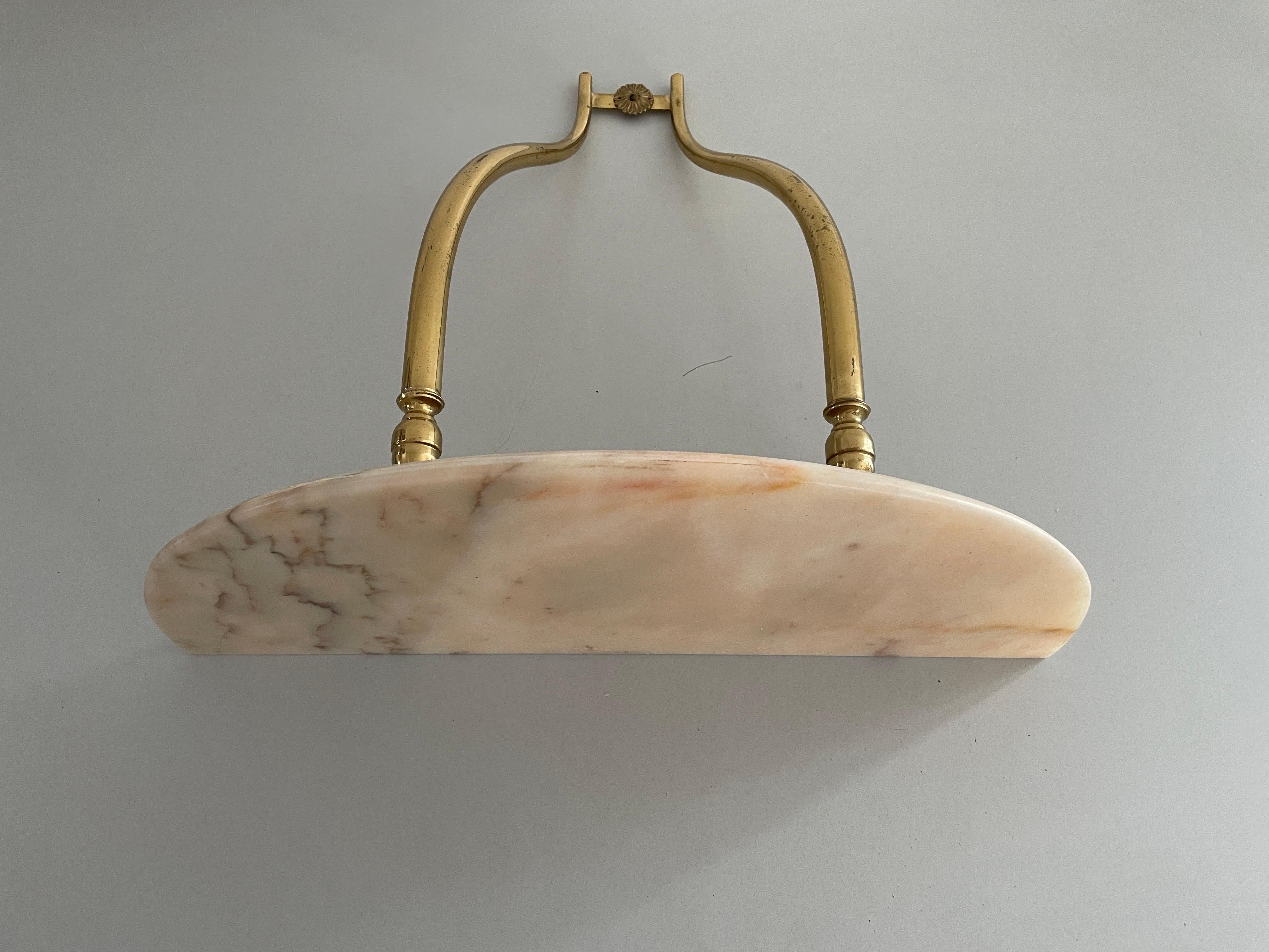 Mid-Century Brass and Marble Top Floating Wall Console Table, 1950s, Italy 8