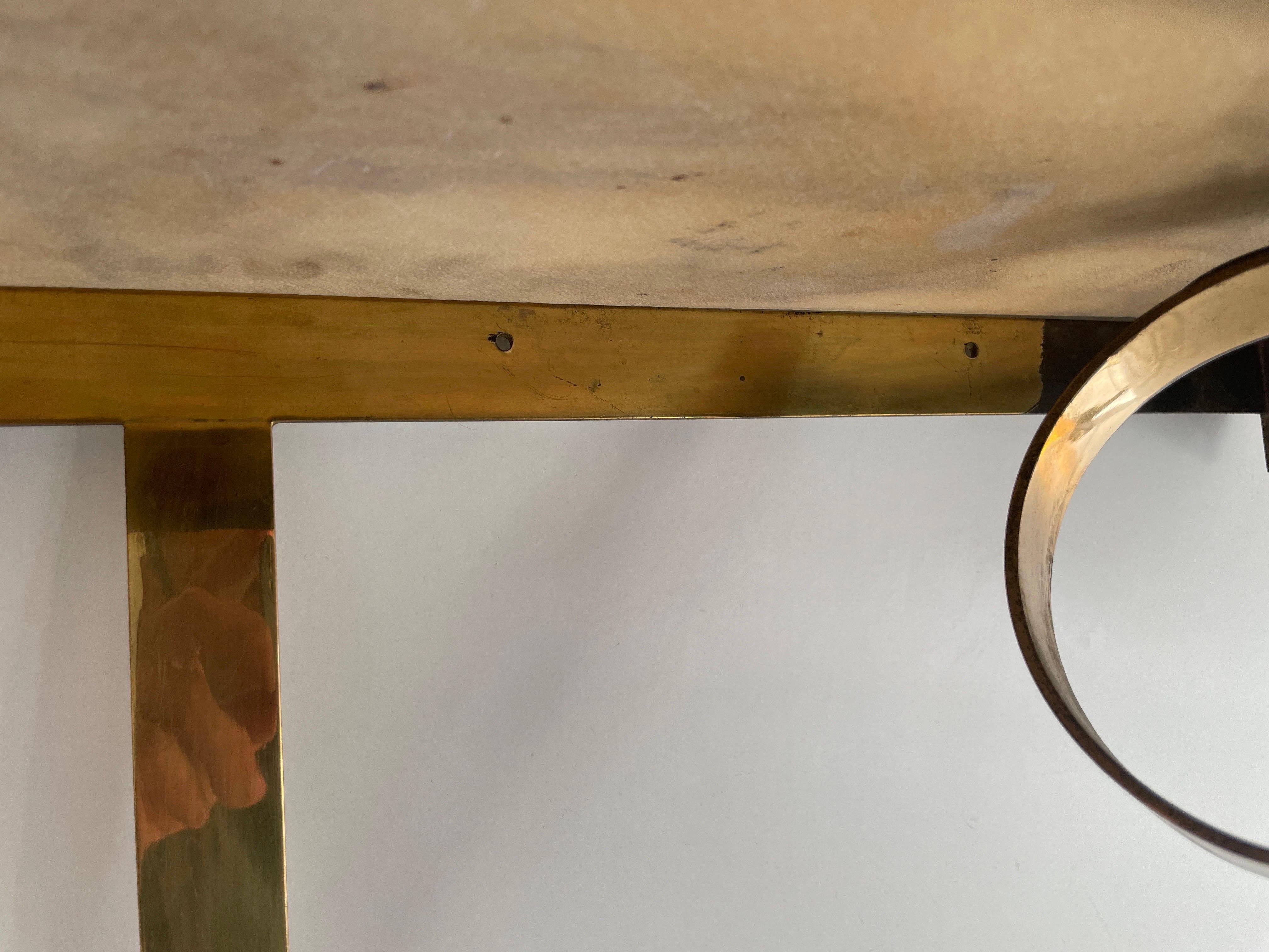 Mid-Century Brass and Marble Top Floating Wall Console Table, 1950s, Italy For Sale 10