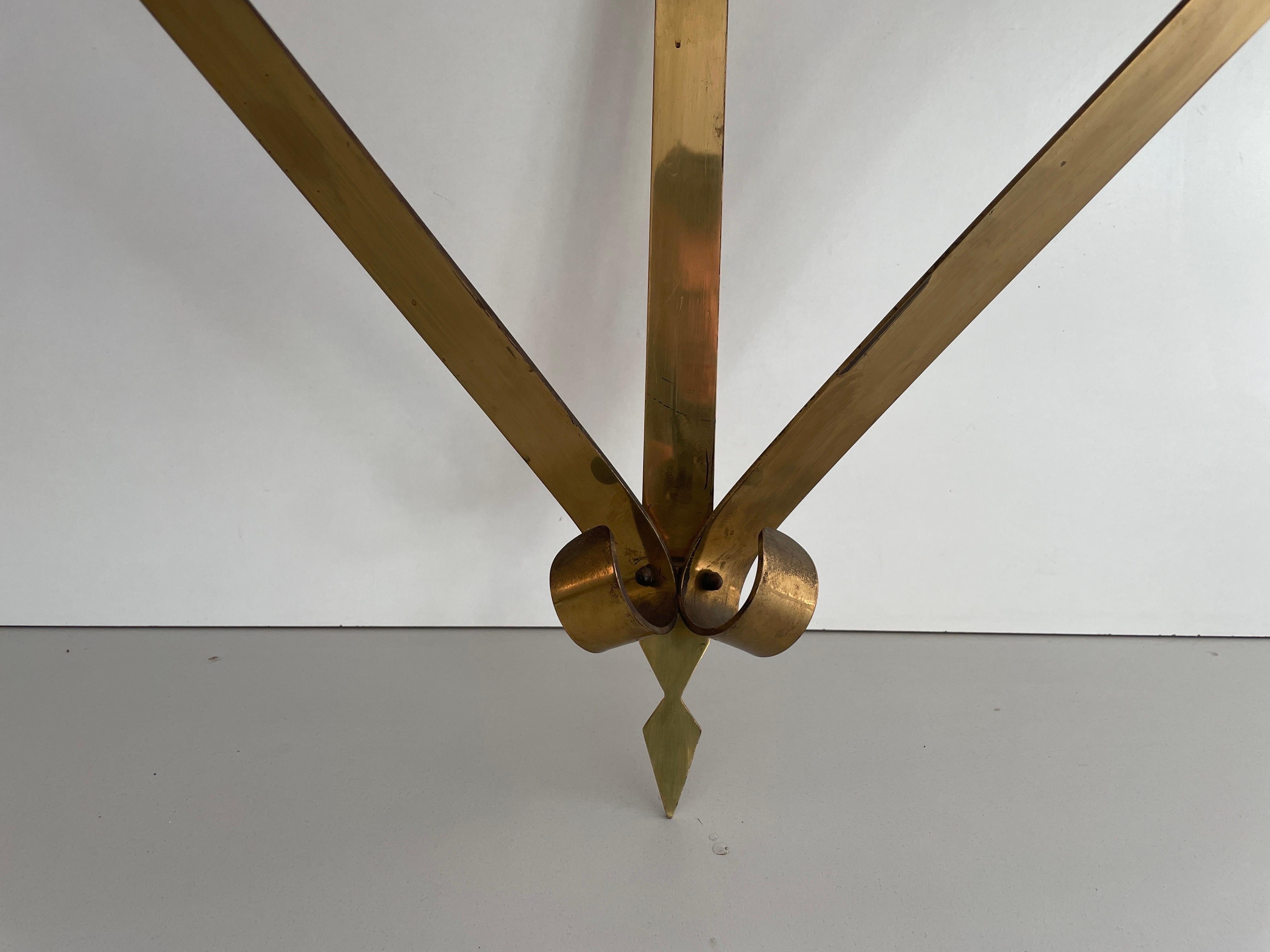 Mid-Century Brass and Marble Top Floating Wall Console Table, 1950s, Italy For Sale 11