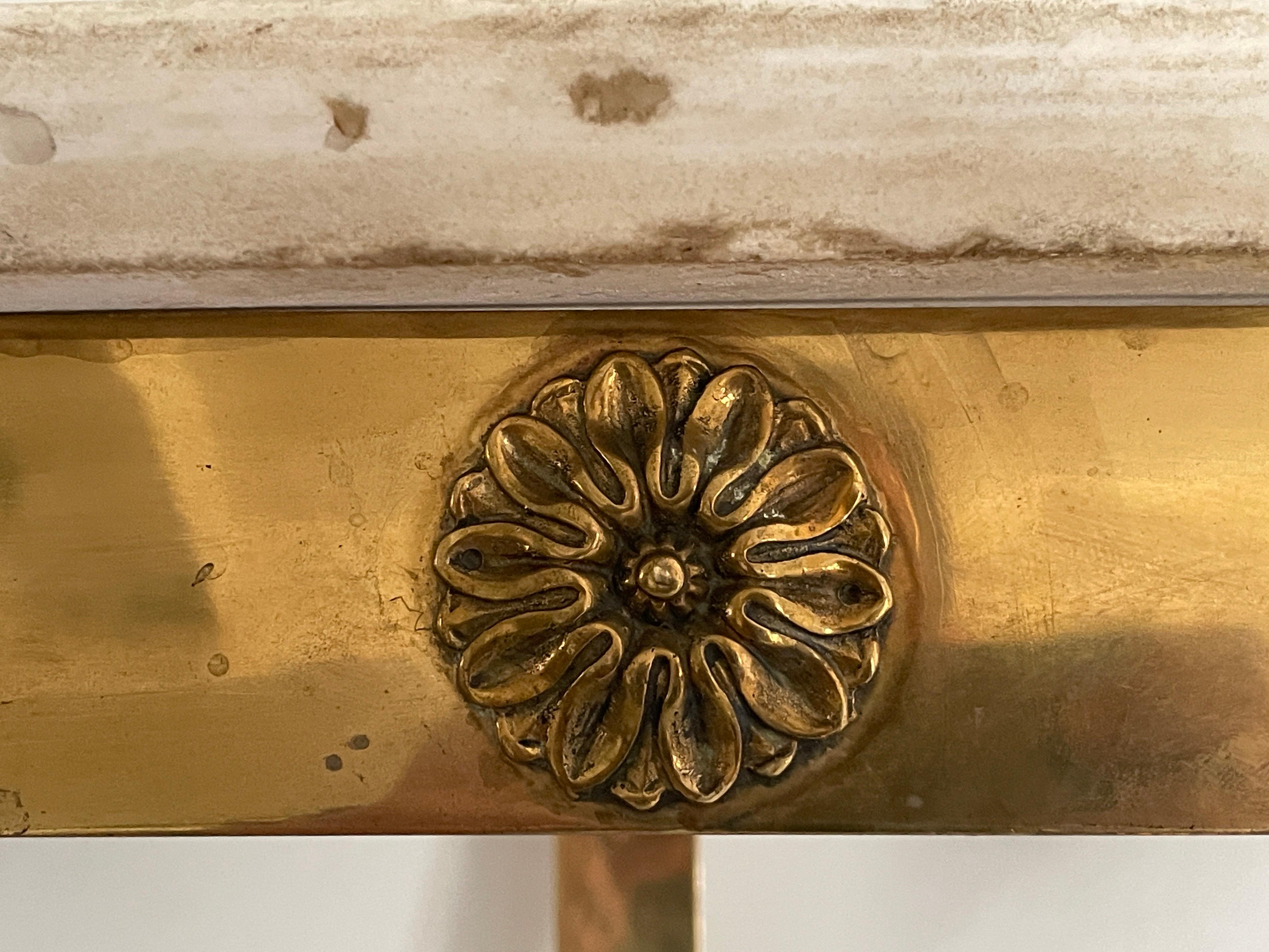 Consola de pared flotante de mediados de siglo, latón y tapa de mármol, años 50, Italia en venta 12