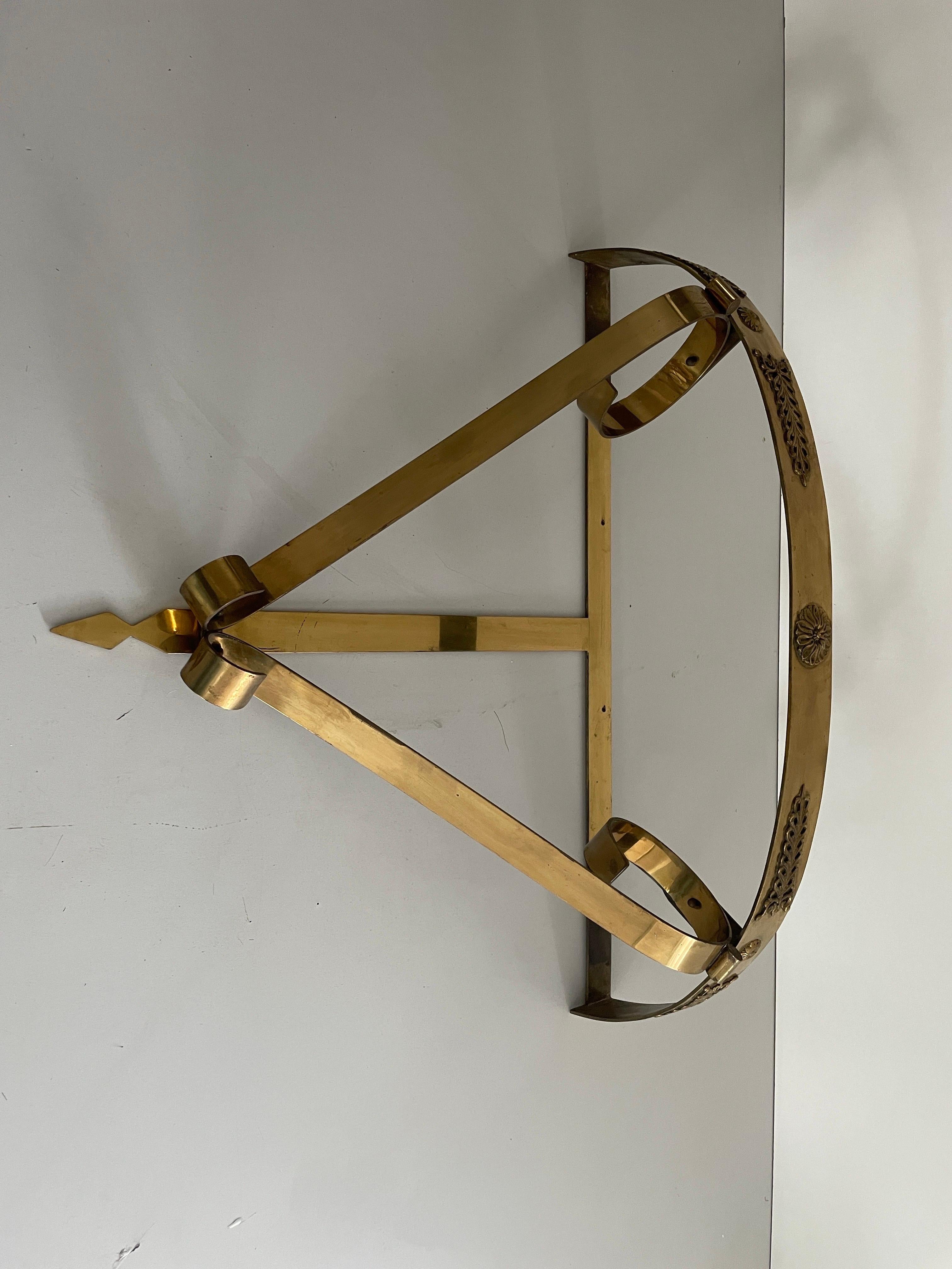 Consola de pared flotante de mediados de siglo, latón y tapa de mármol, años 50, Italia en venta 13