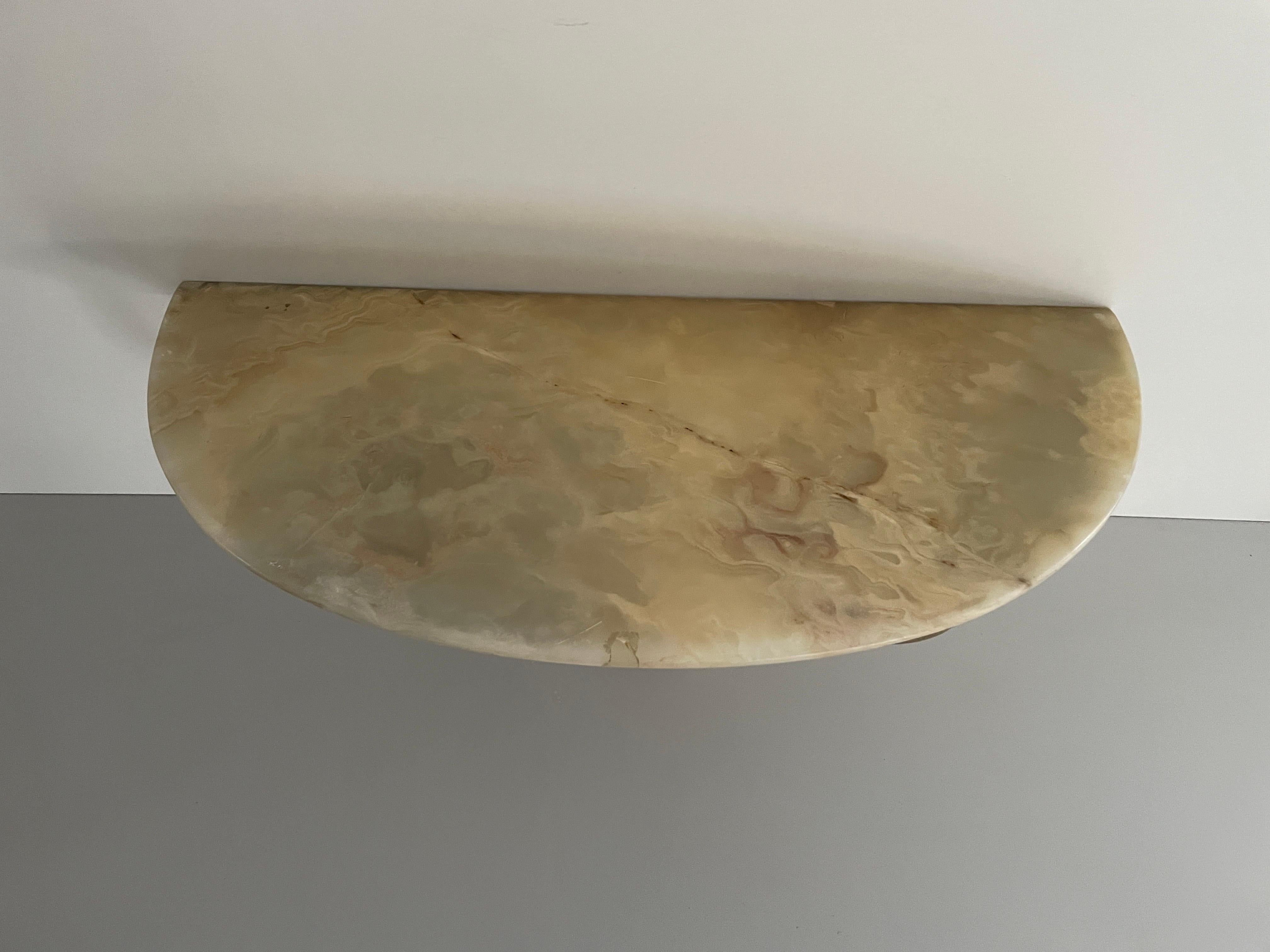 Mid-Century Brass and Marble Top Floating Wall Console Table, 1950s, Italy In Excellent Condition In Hagenbach, DE