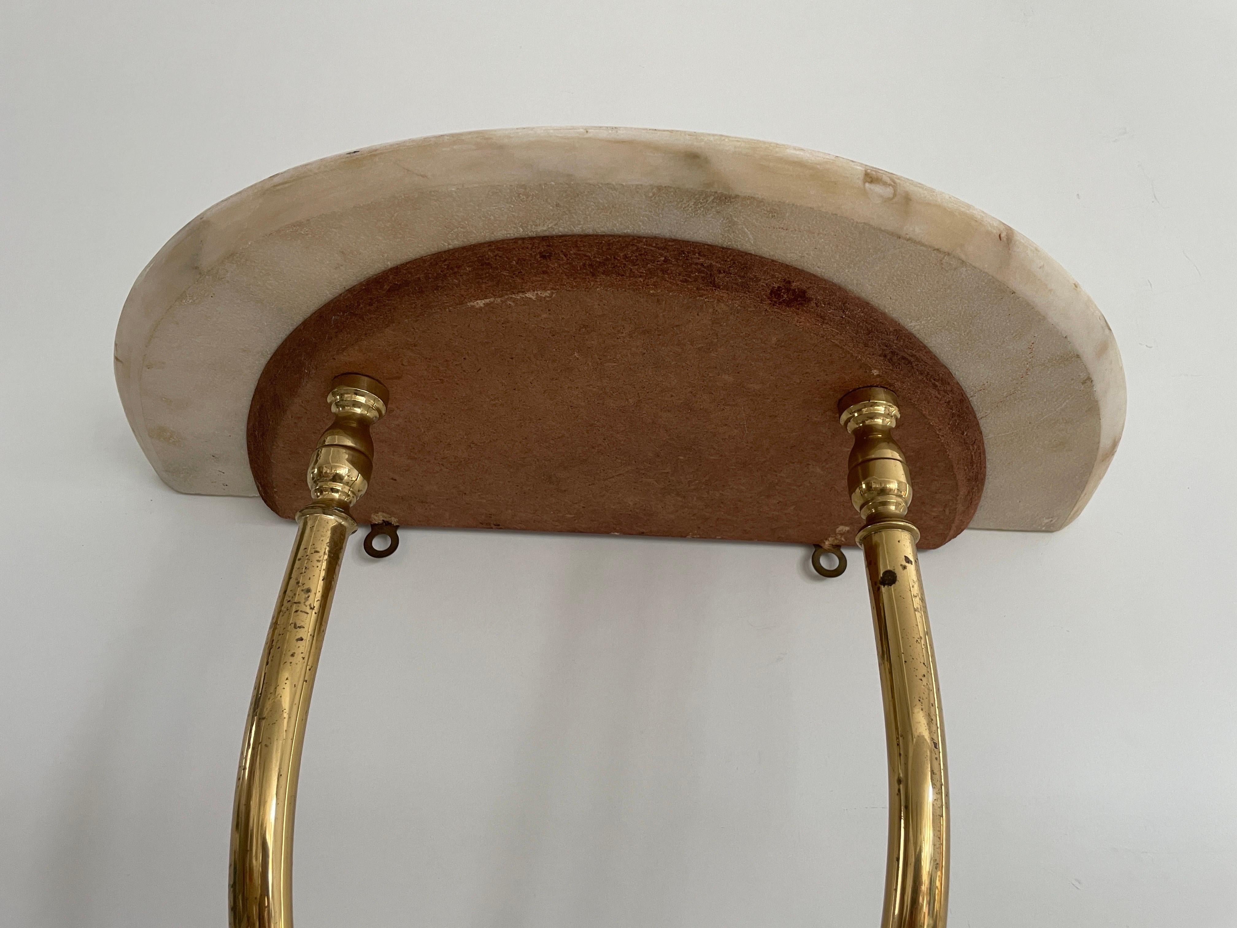 Mid-Century Brass and Marble Top Floating Wall Console Table, 1950s, Italy For Sale 1
