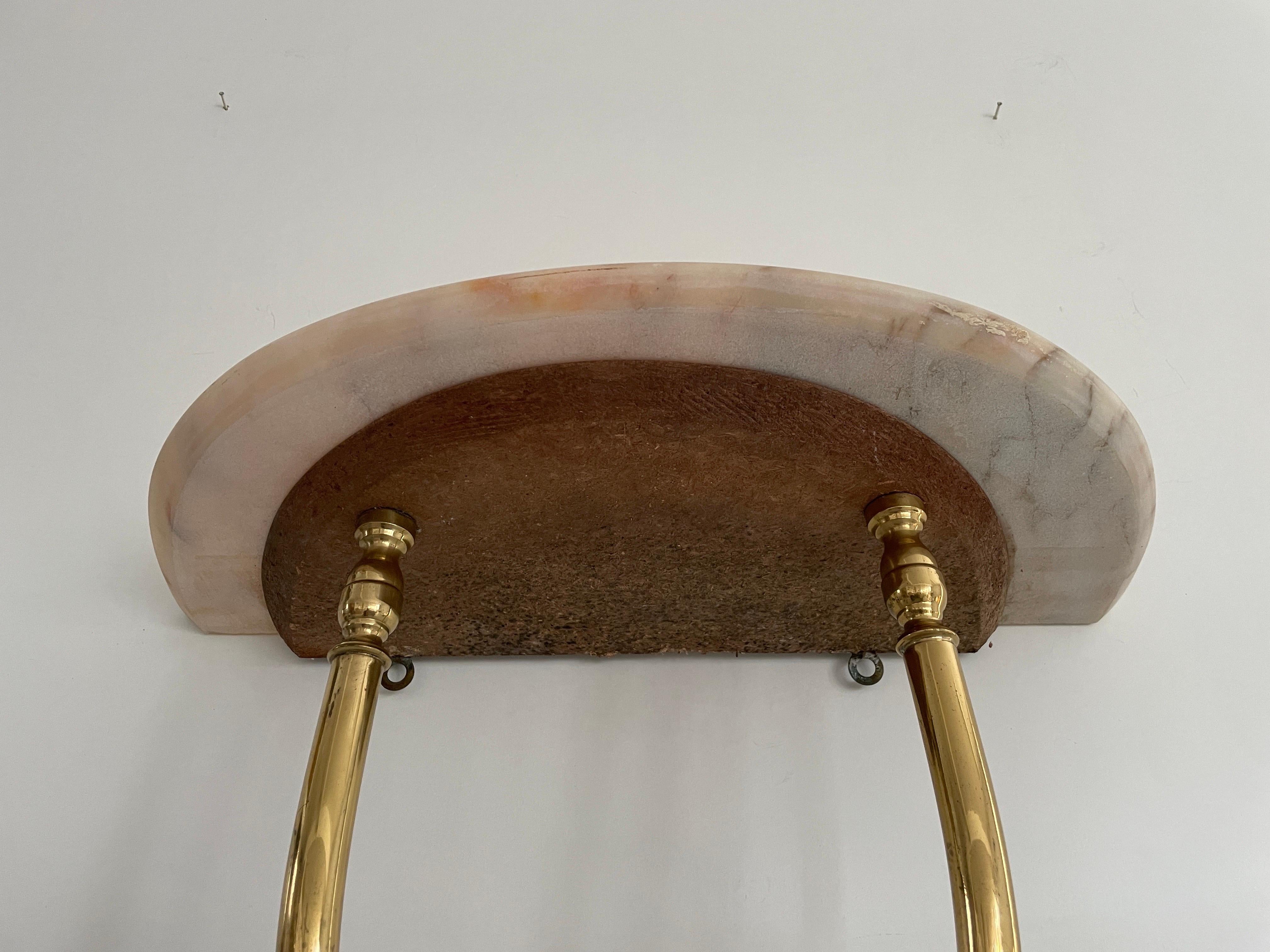 Mid-Century Brass and Marble Top Floating Wall Console Table, 1950s, Italy 1