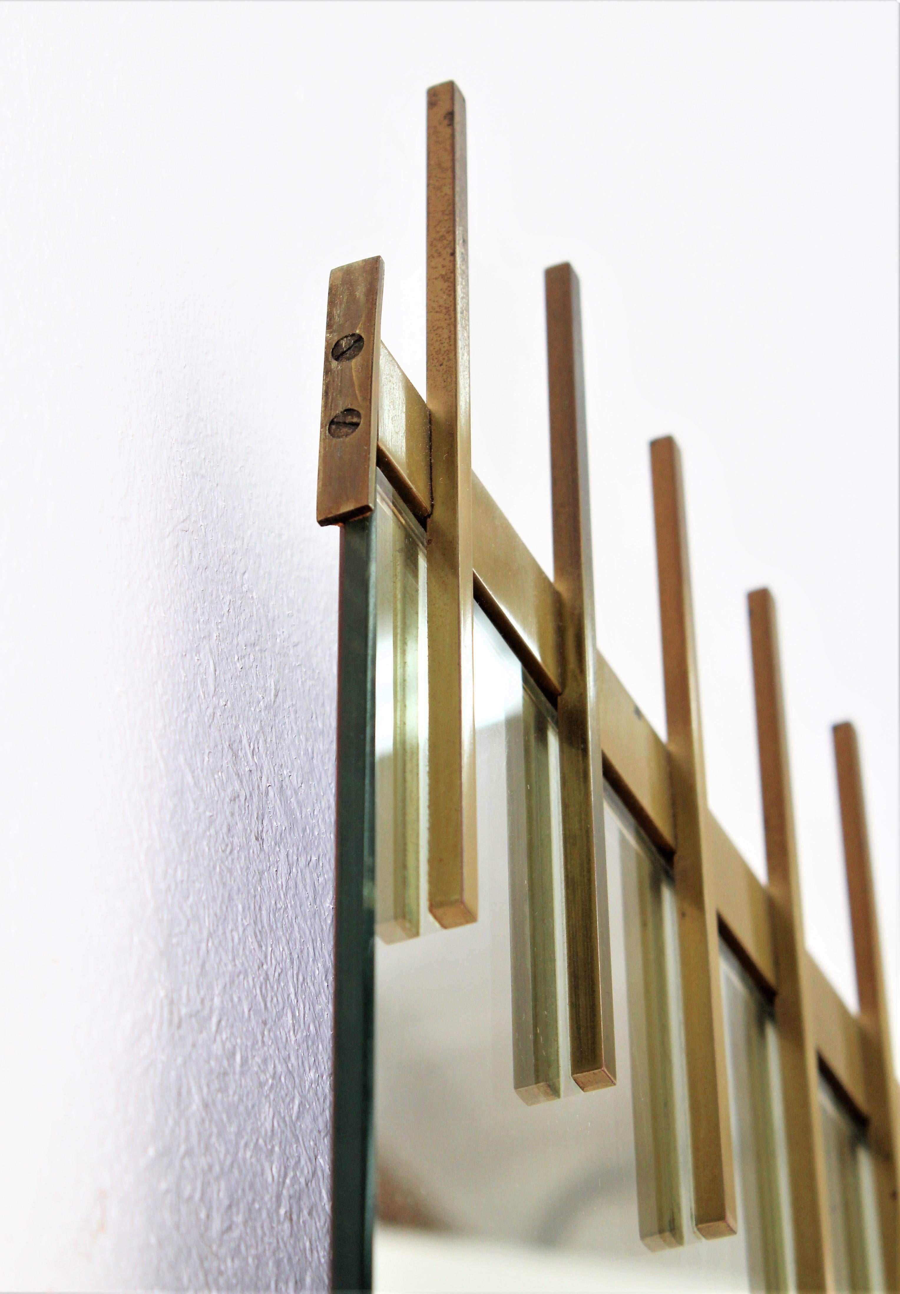 Midcentury Brass and Marbled Glass Mirror Console by Ettore Sottsass, Italy 7