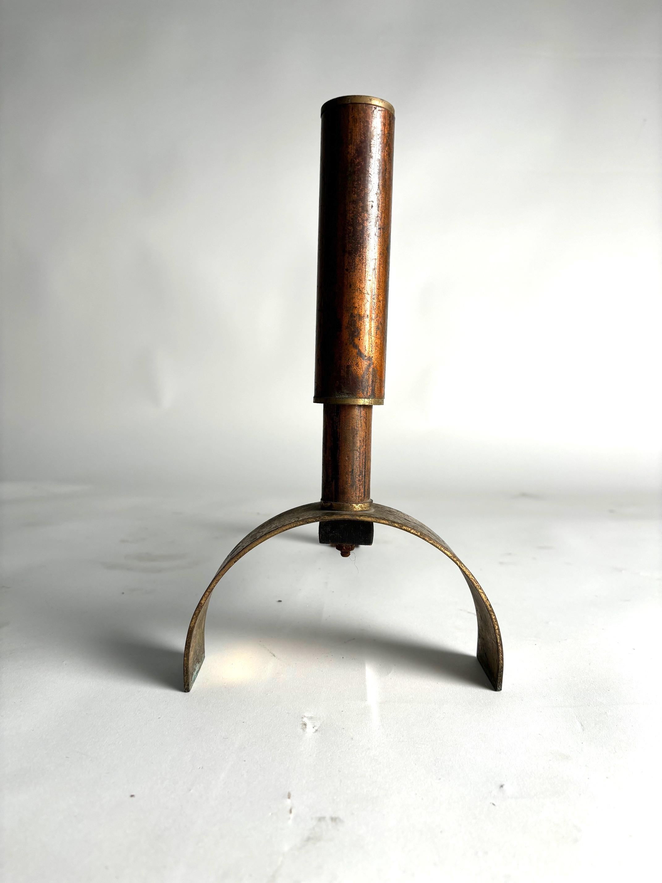 Mid-20th Century Mid-Century Brass and Metal Andirons, Italy, 1950s For Sale