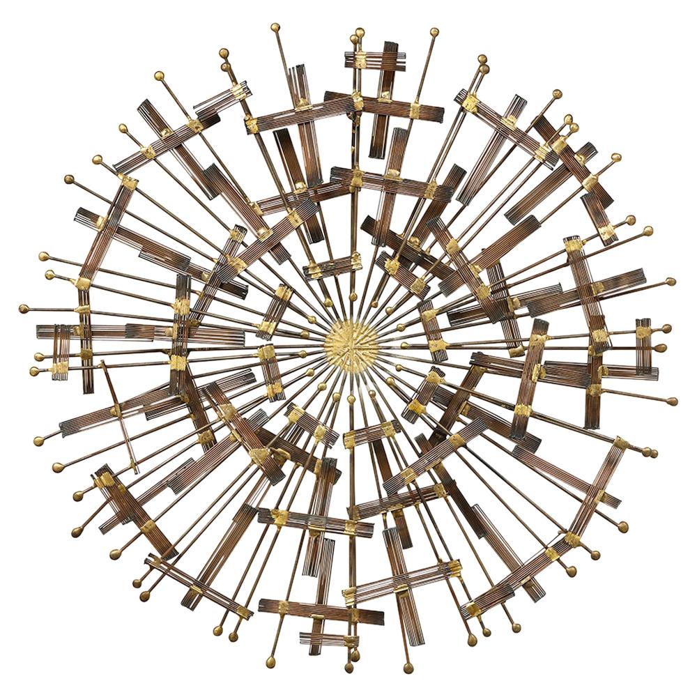Mid-Century Brass and Metal Wall Sculpture in the Manner of C.Jere, circa 1970