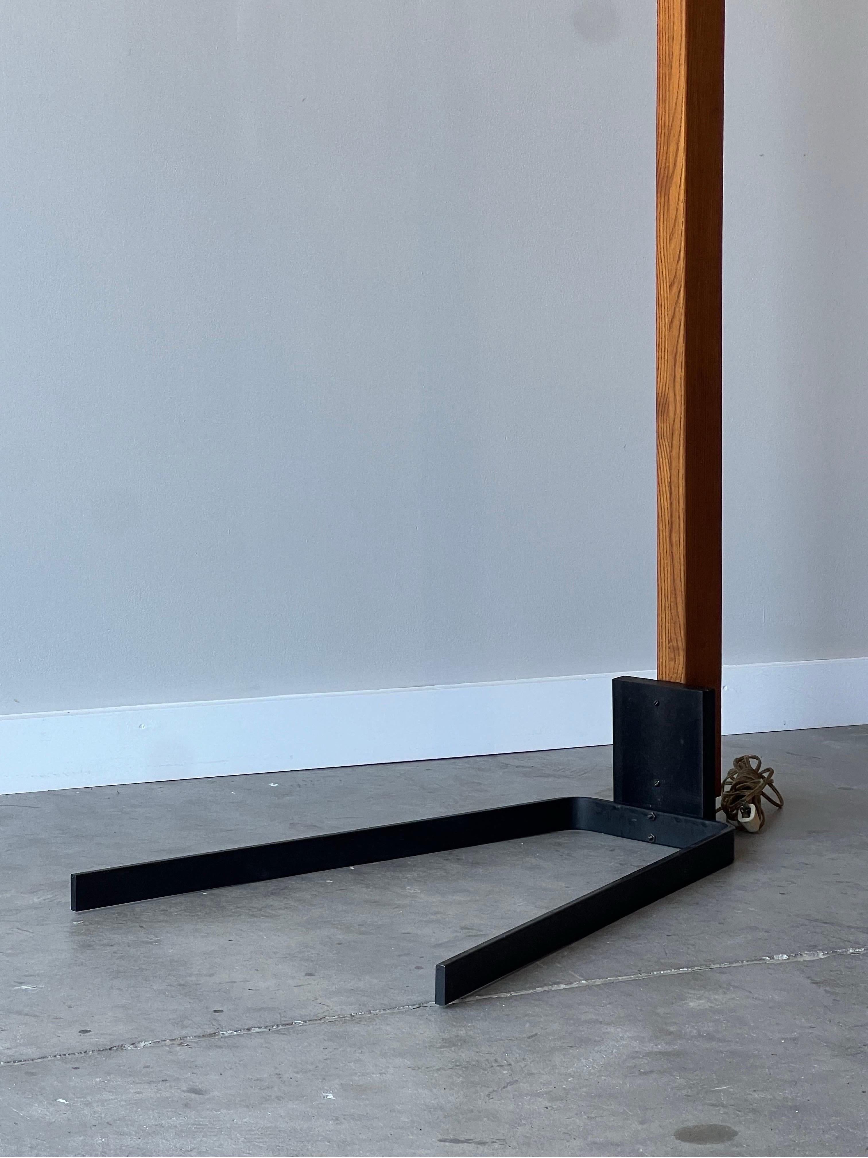 Late 20th Century Mid-Century Brass and Oak Arc Lamp by Nova of California