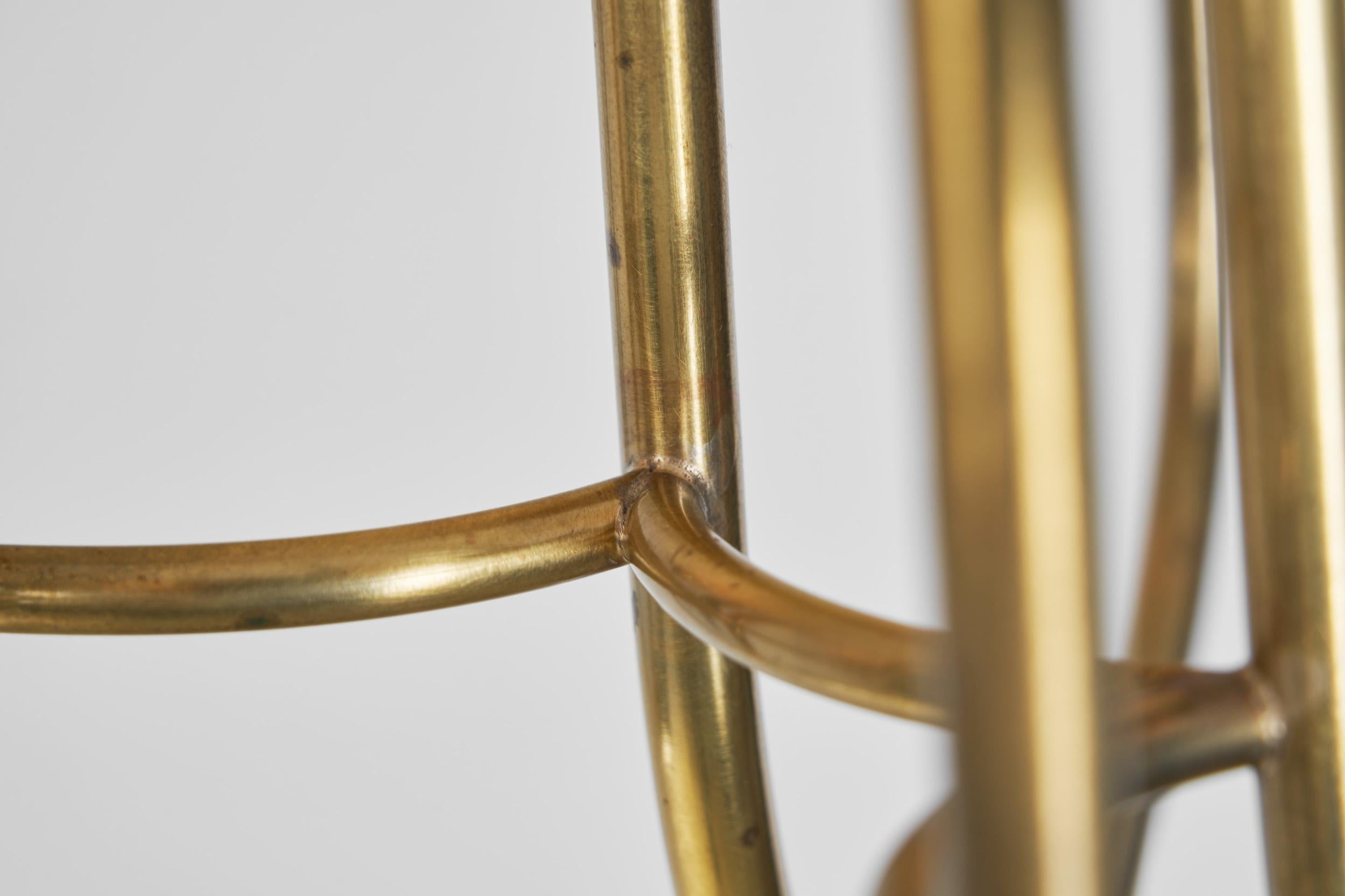 Mid-Century Brass and Opal 'ER 68/6' Chandelier for Itsu, Finland ca 1950s For Sale 9