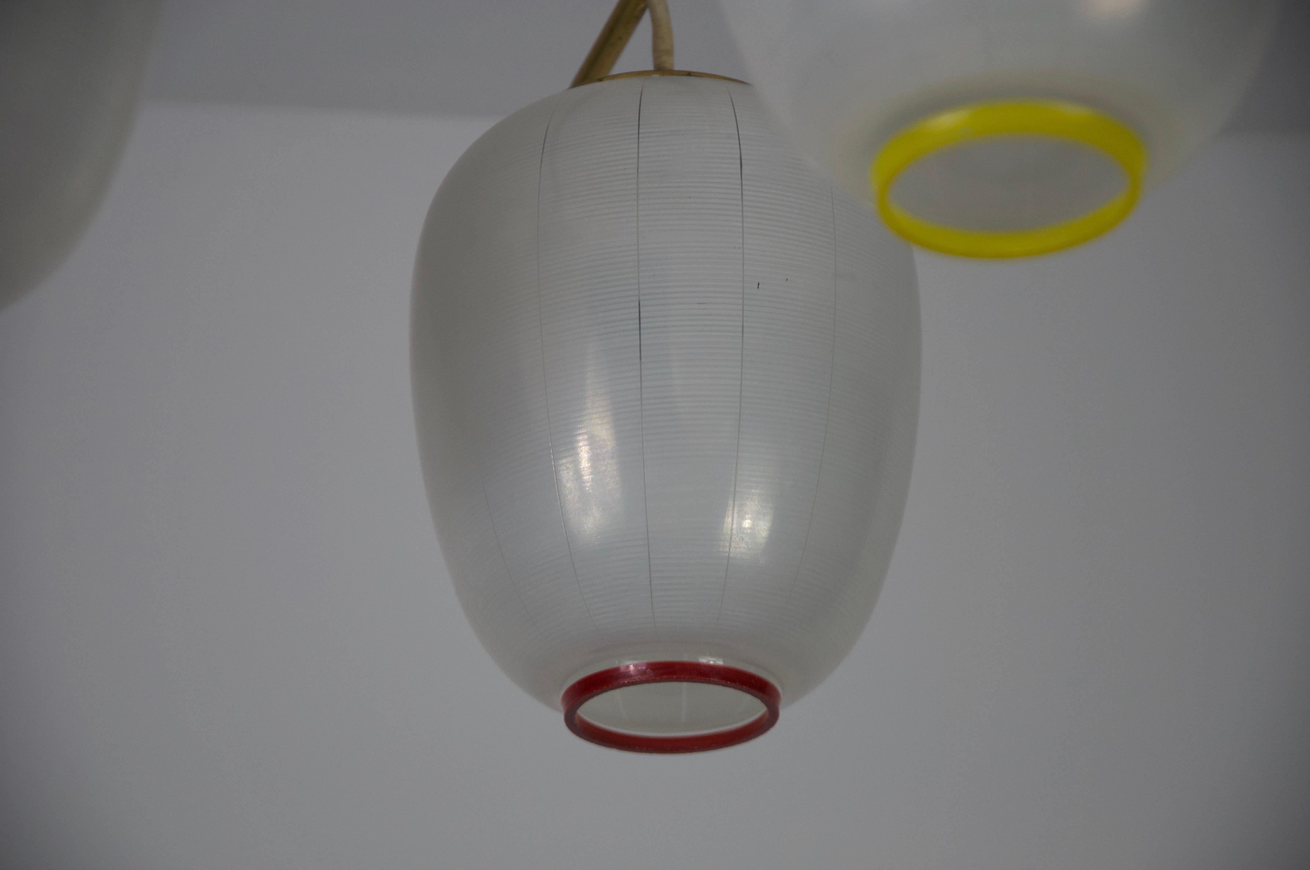 Mid-Century Brass and Opal Glass Cascade Ceiling Lamp, Germany, 1960s For Sale 6