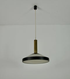 Mid-Century Brass and Opal Glass Ceiling Lamp by Stilnovo, Italy, 1960s