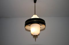 Mid-Century Brass and Opal Glass Pendant Lamp, Italy, 1960s