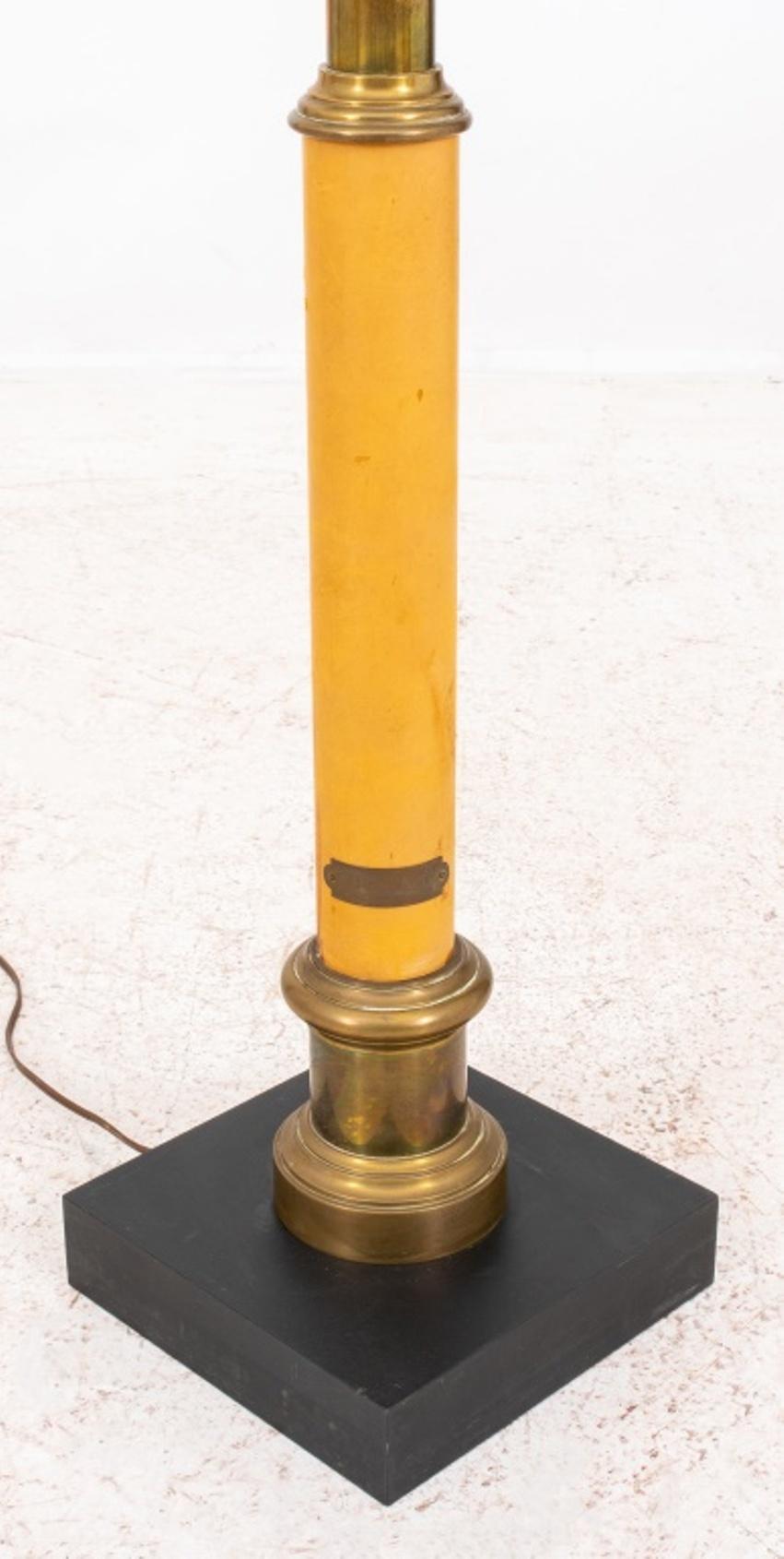 Post-Modern Mid-Century Brass and Parchment Floor Lamp For Sale