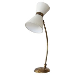 Mid Century Brass and Silk Desk Lamp, France, 1950s