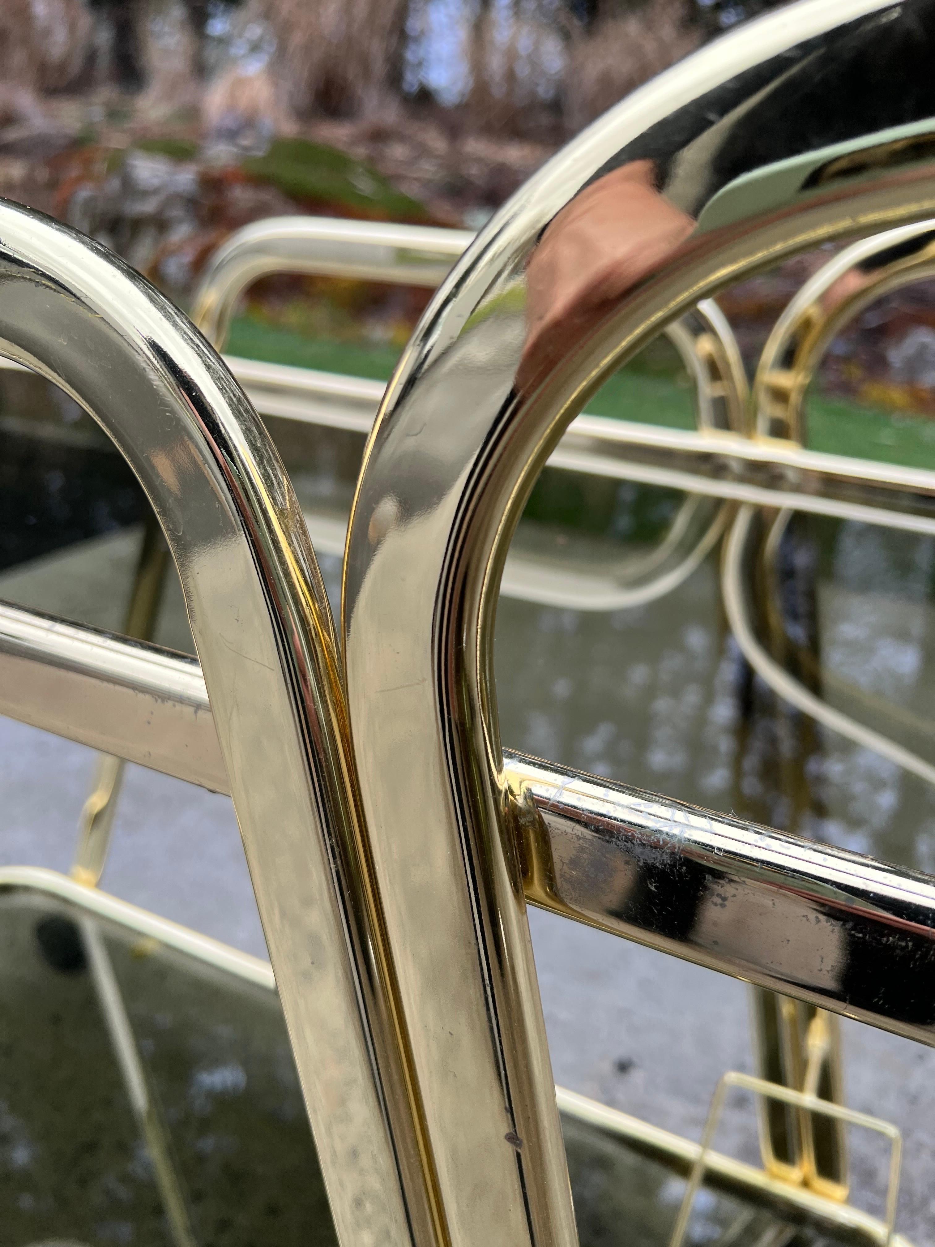 Mid-Century Brass and Smoked Glass Bar Cart For Sale 13