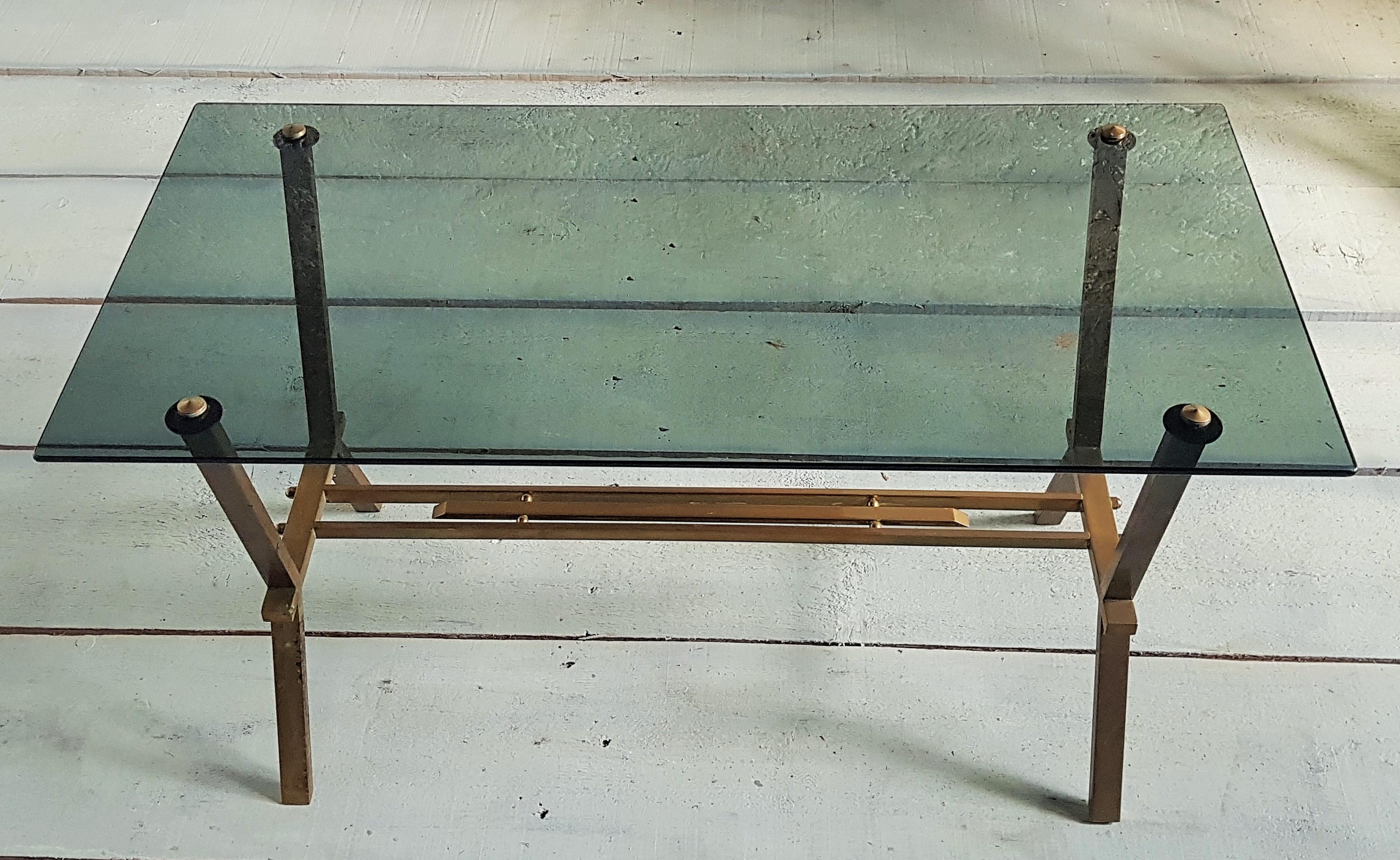 Mid-Century Brass and Smoked Glass Coffee Table Style Romeo Rega, Italy, 1960 For Sale 10