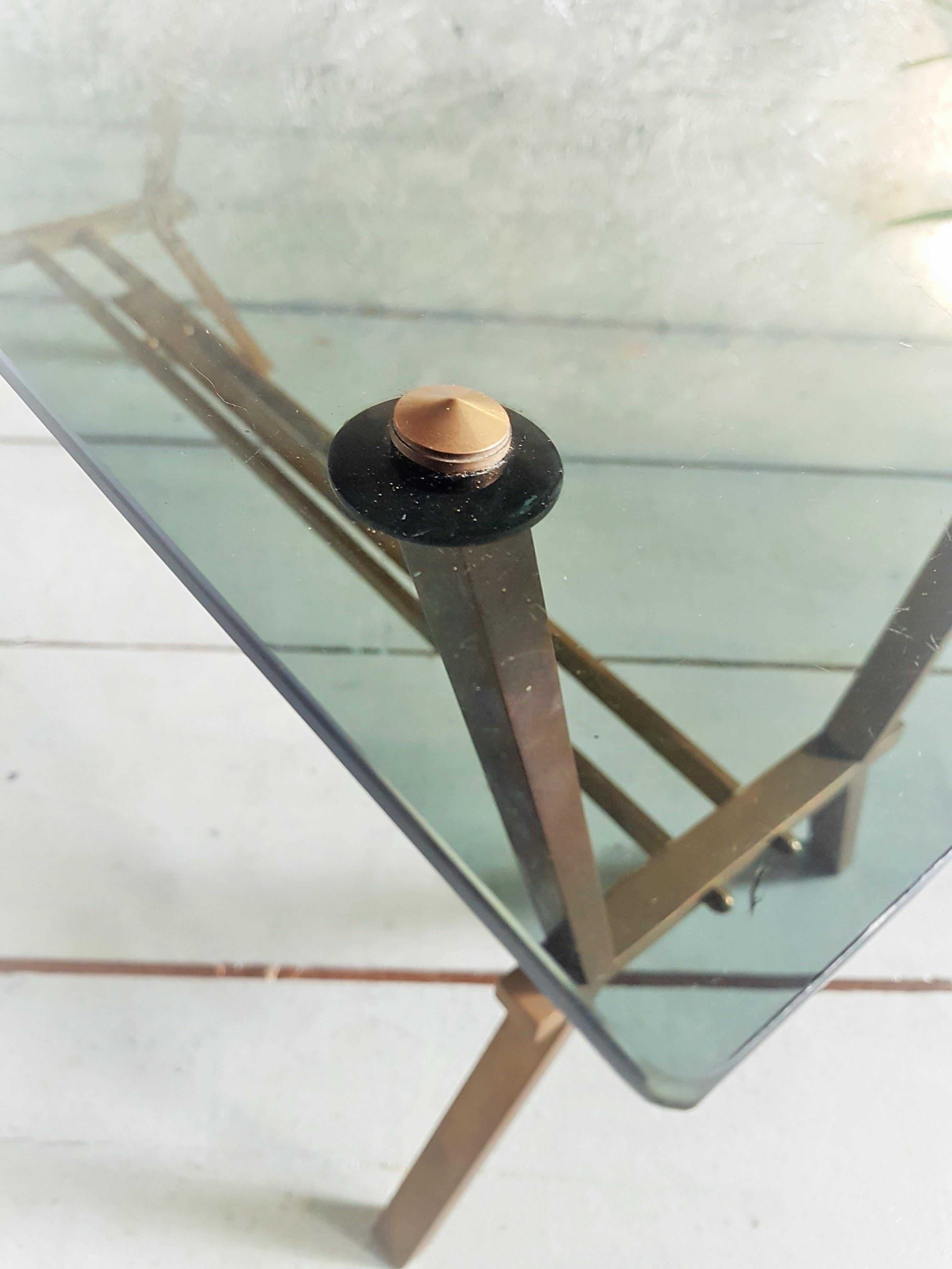 Mid-Century Brass and Smoked Glass Coffee Table Style Romeo Rega, Italy, 1960 For Sale 14