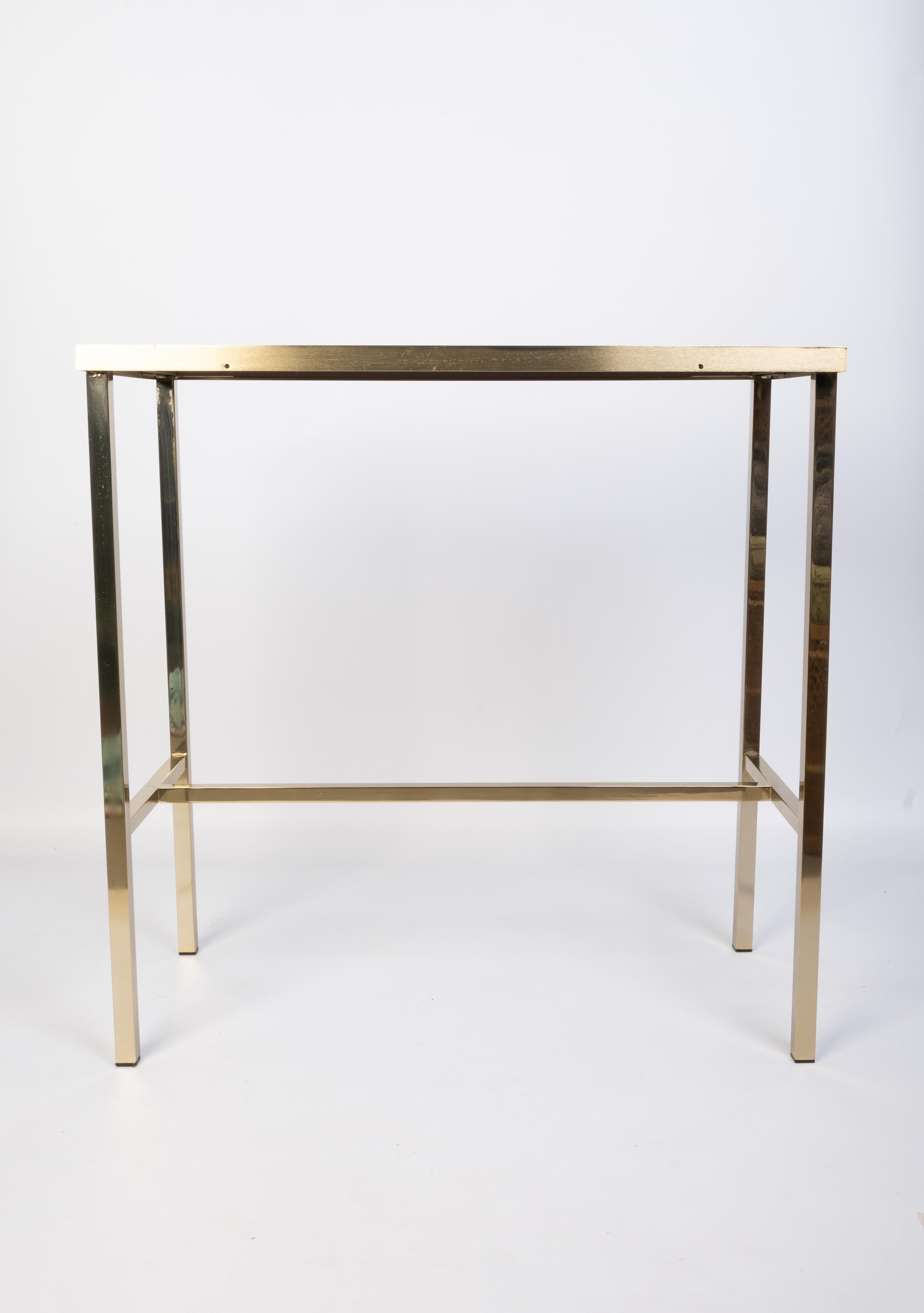 Mid Century Brass And Smoked Glass Inset Small Console Table, C.1970, France For Sale 5