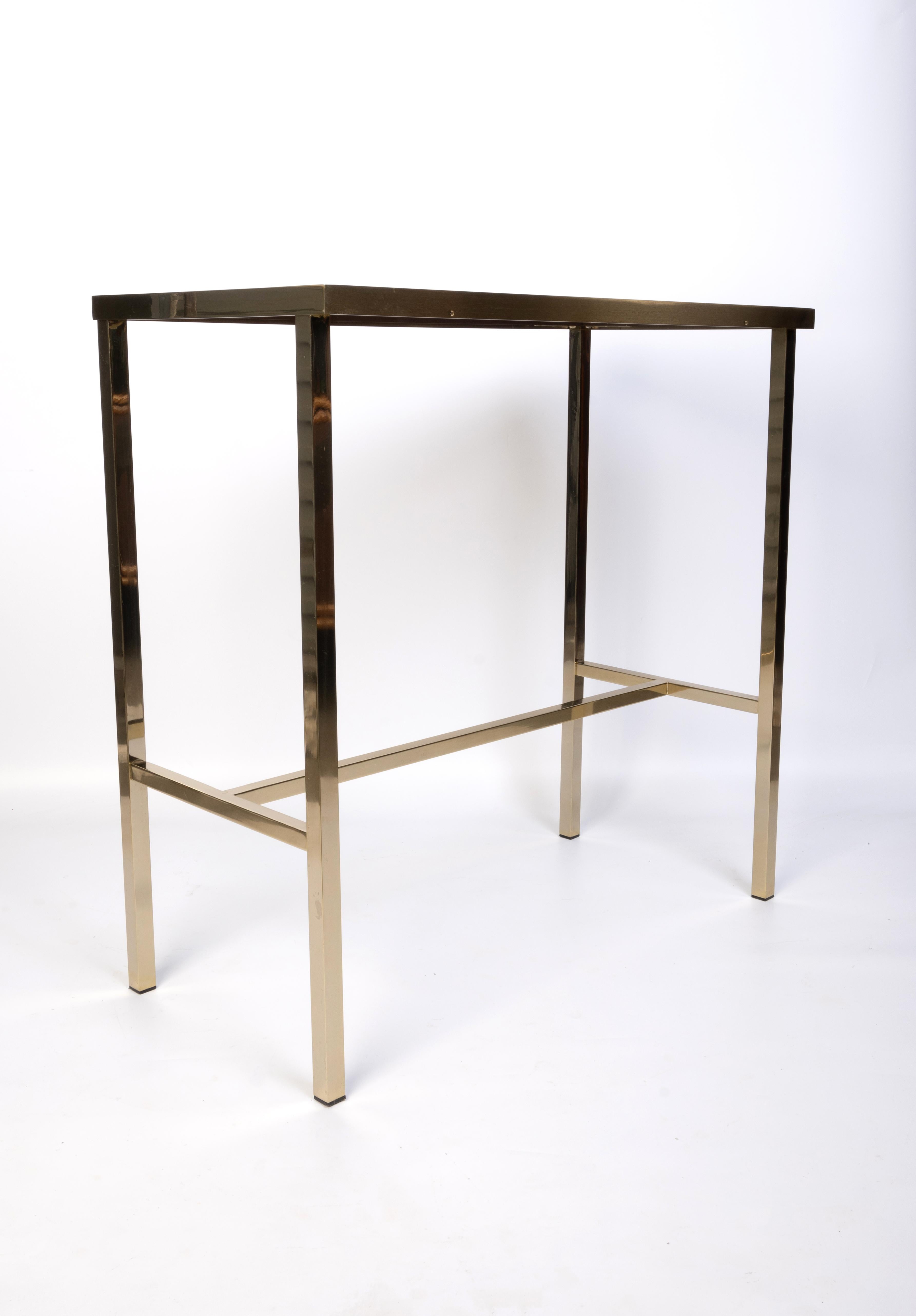 Mid Century Brass And Smoked Glass Inset Small Console Table, C.1970, France For Sale 6