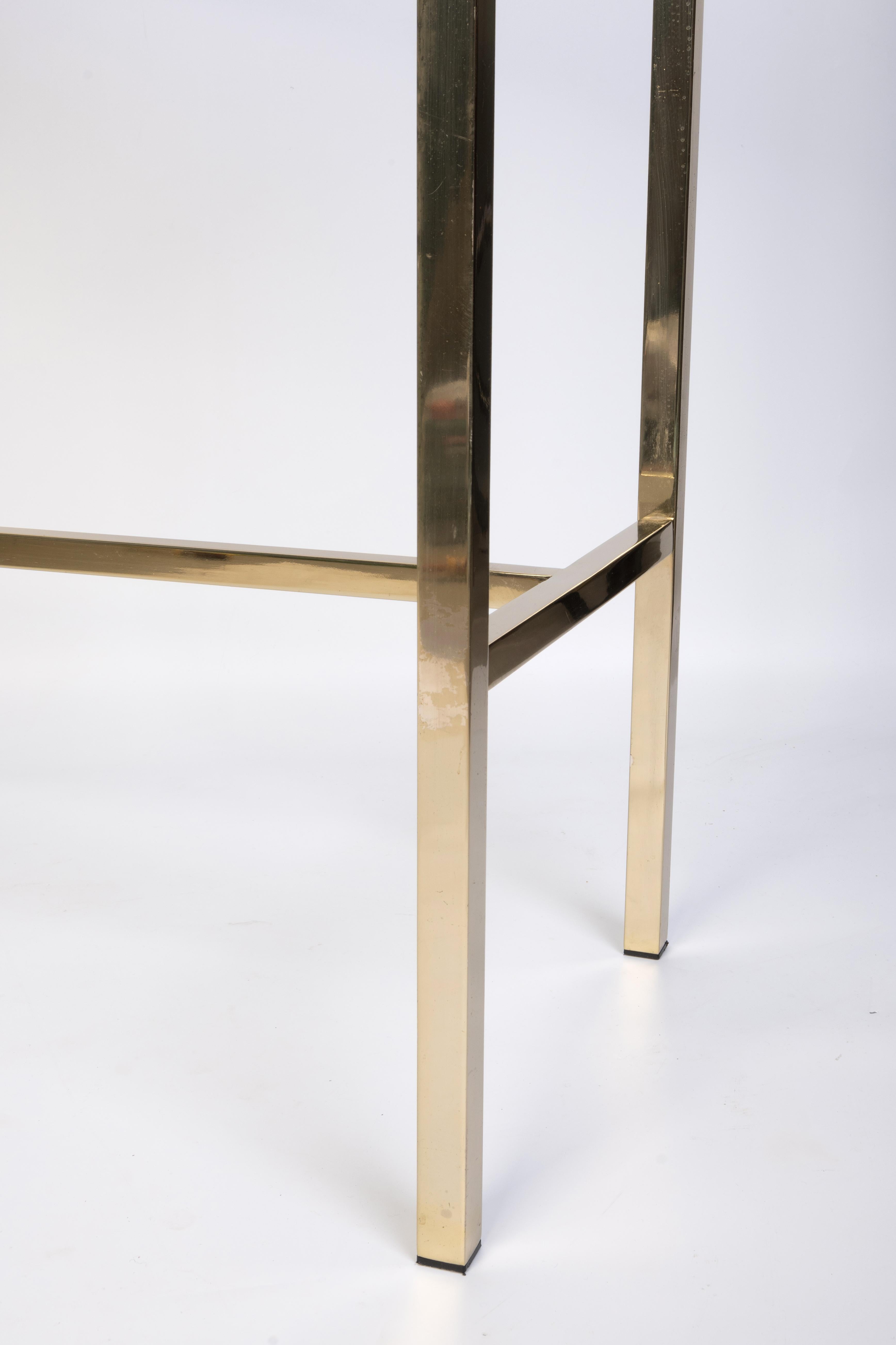 Lacquered Mid Century Brass And Smoked Glass Inset Small Console Table, C.1970, France For Sale