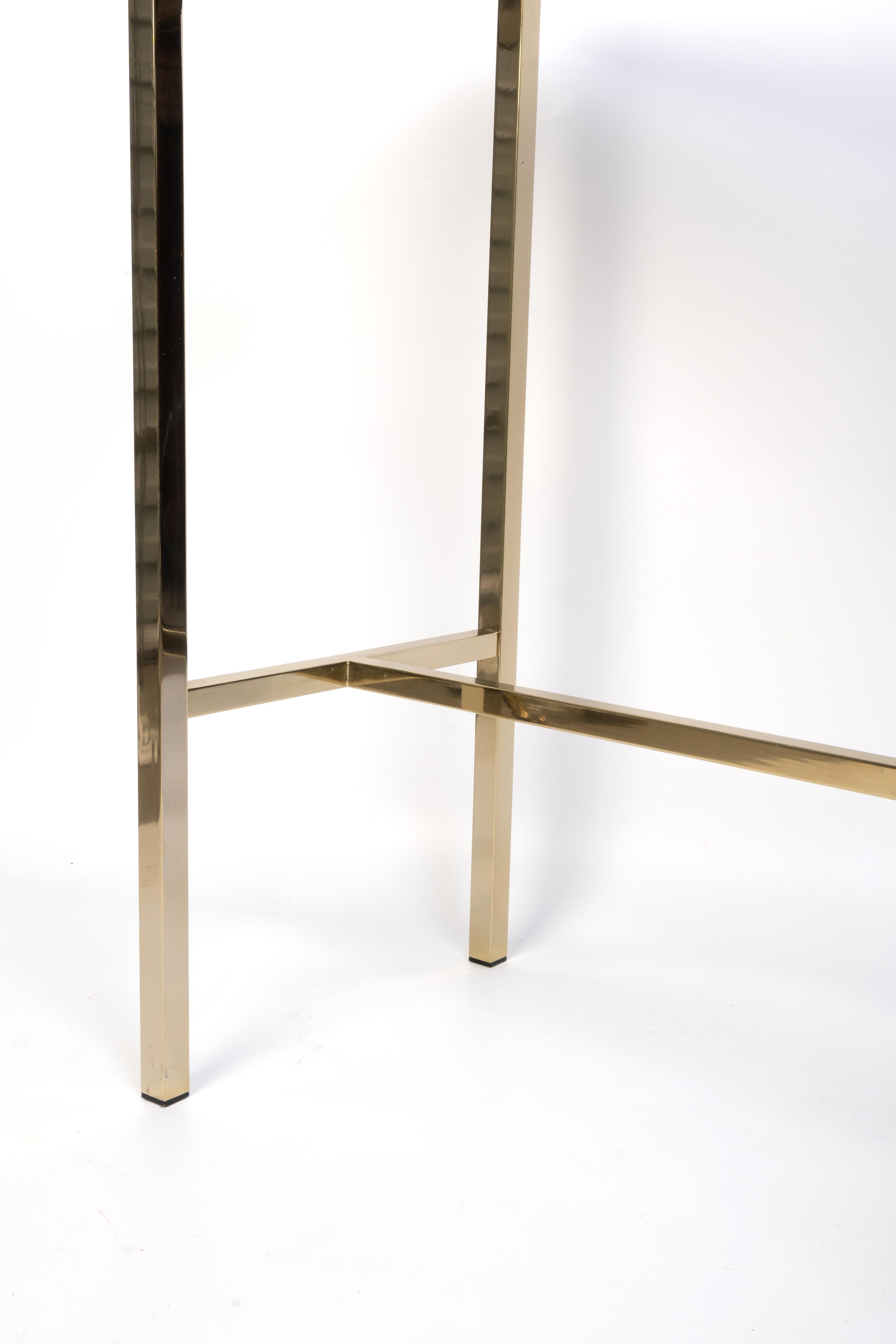 Mid Century Brass And Smoked Glass Inset Small Console Table, C.1970, France In Good Condition For Sale In London, GB