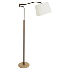 Mid-Century Brass and Stone Floor Lamp
