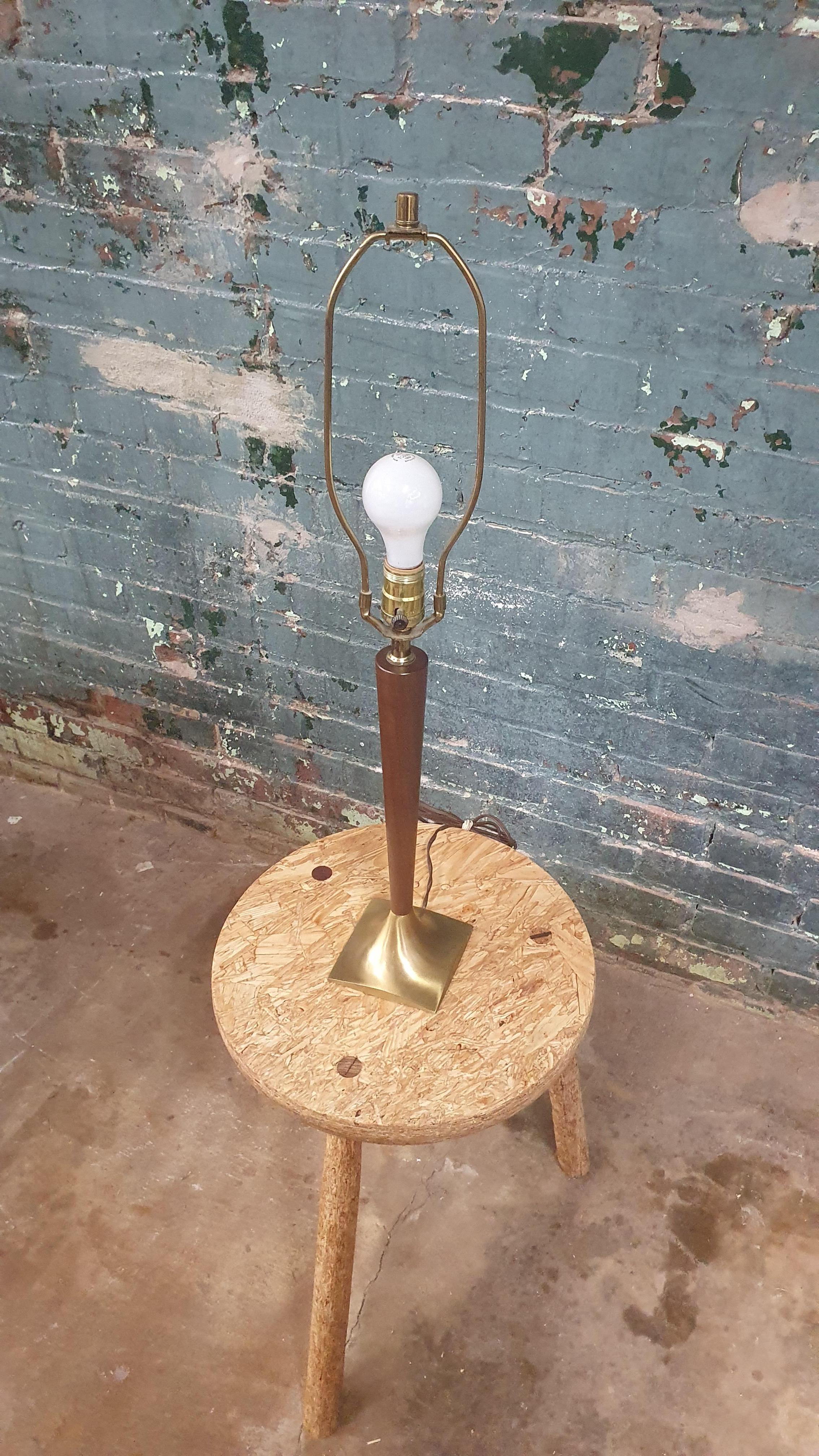Mid-20th Century Mid Century Brass and Walnut Lamp by Laurel Lamp Co.