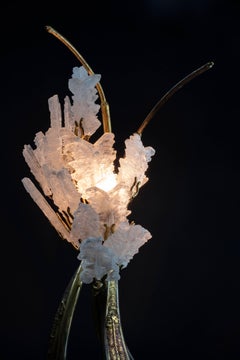 Midcentury Brass and White Gypsum Lamp by Richard Faure for Maison Honorė