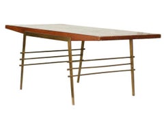 Mid Century Brass and Wood Attr. Gio Ponti Coffee Table