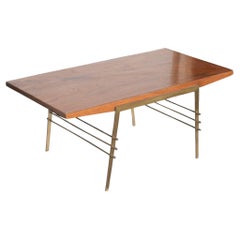 Mid Century Brass and Wood Attr. Gio Ponti Coffee Table