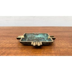 Mid-Century Modern Brass Ashtray, Gold Finish, Vintage Design, 1950s