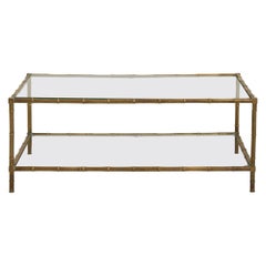 Mid-Century Brass Bamboo Coffee Table