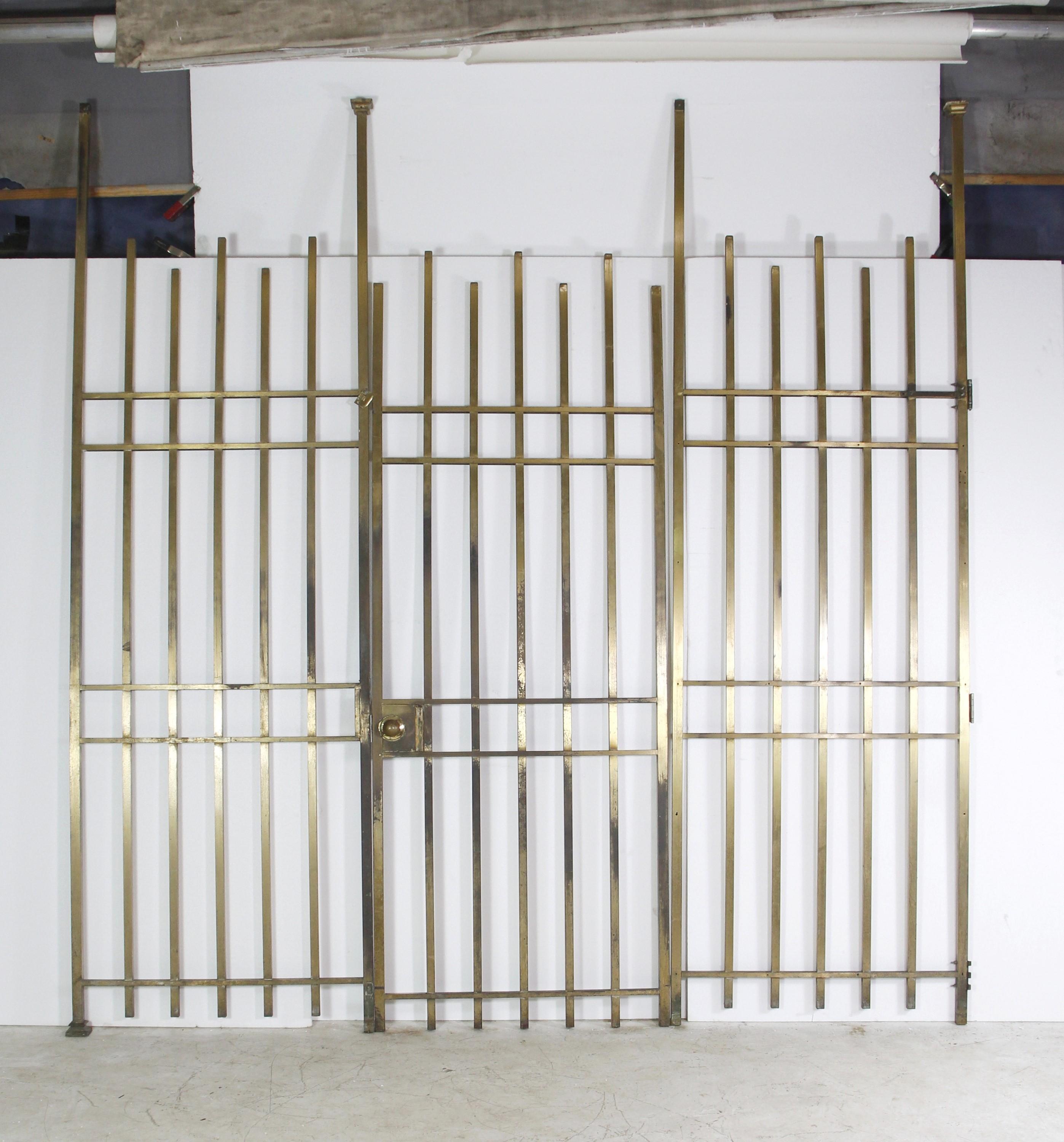 Mid-Century Modern Brass Bank Vault Bars and Gate For Sale 1