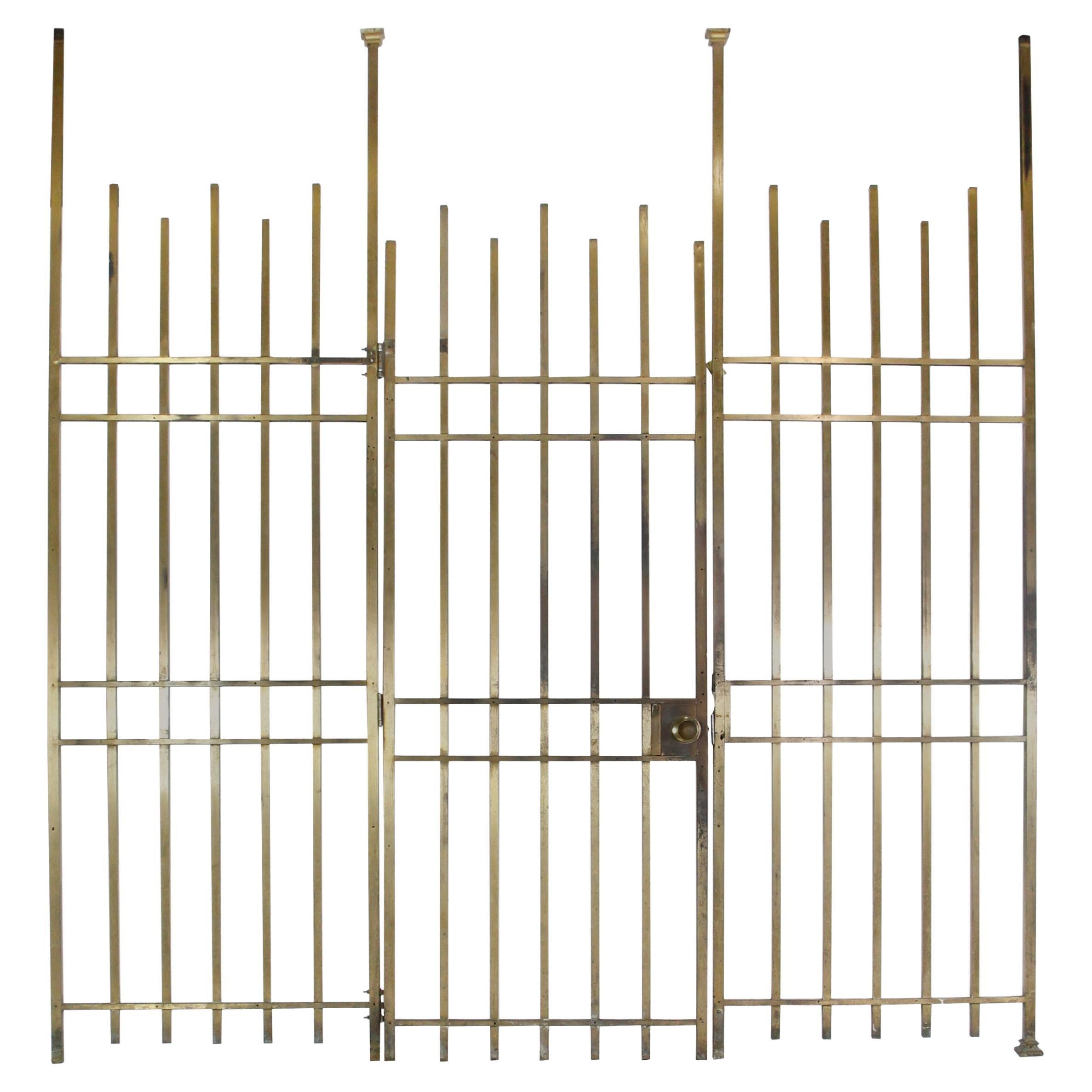 Mid-Century Modern Brass Bank Vault Bars and Gate For Sale
