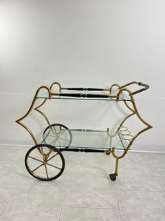 Mid-Century Brass Bar Cart Attributed to Aldo Tura 1950s