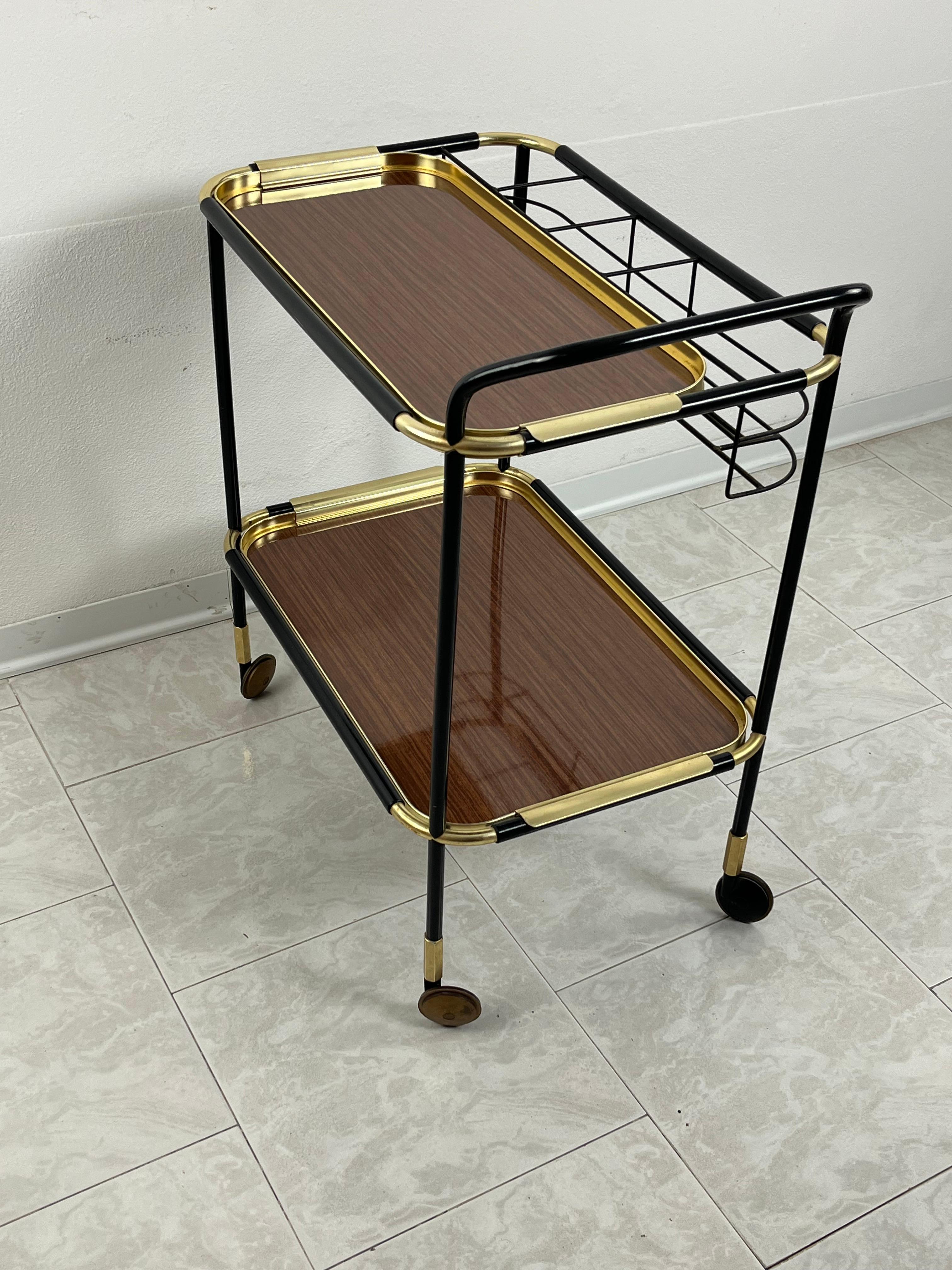 Mid-Century Brass Bar Cart Attributed to Ico Parisi Removable Trays 1960s For Sale 3