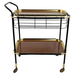 Mid-Century Brass Bar Cart Attributed to Ico Parisi Removable Trays 1960s