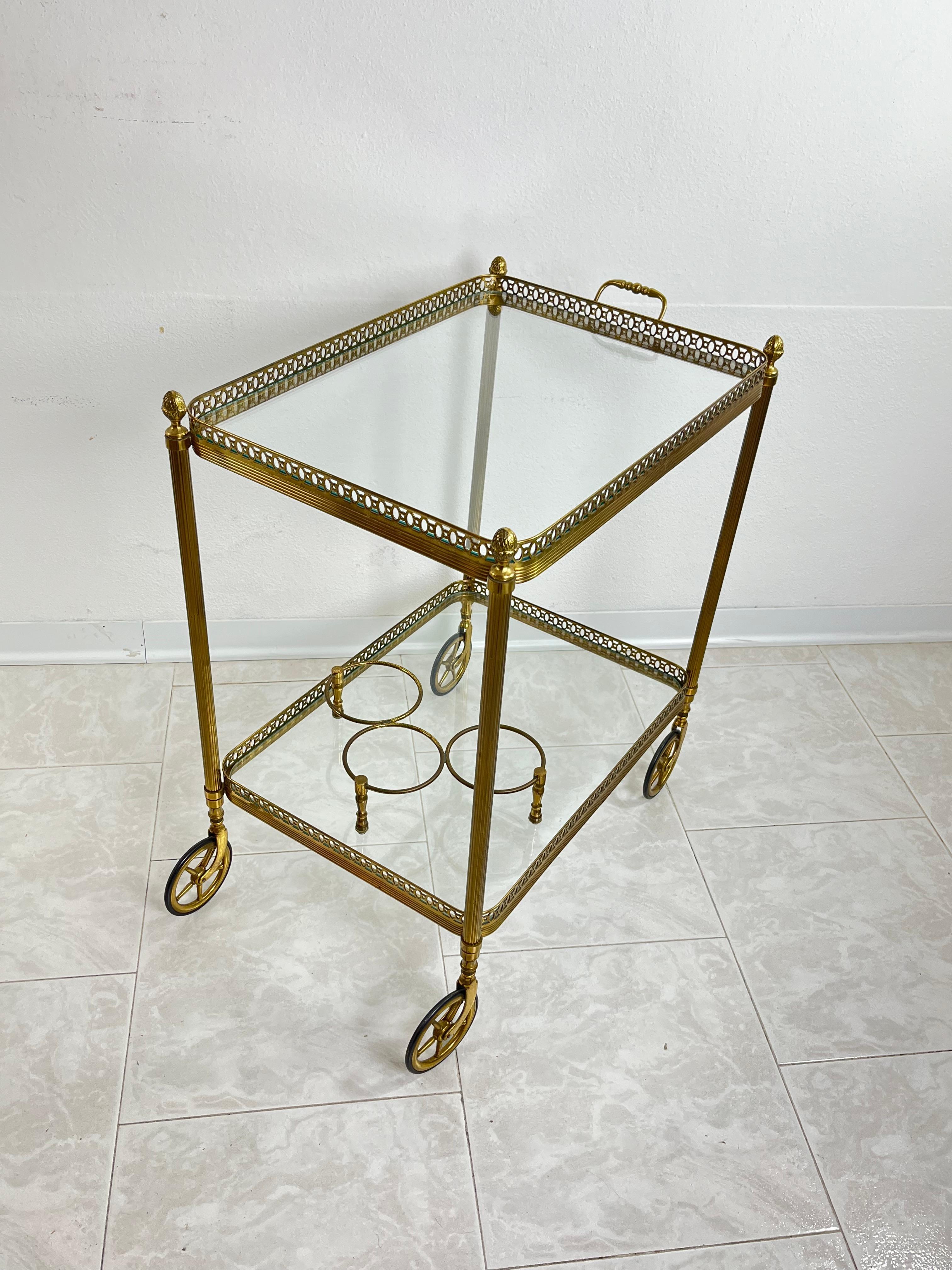 Italian Mid-Century Brass Bar Cart Attributed To Paolo Buffa 1950s For Sale