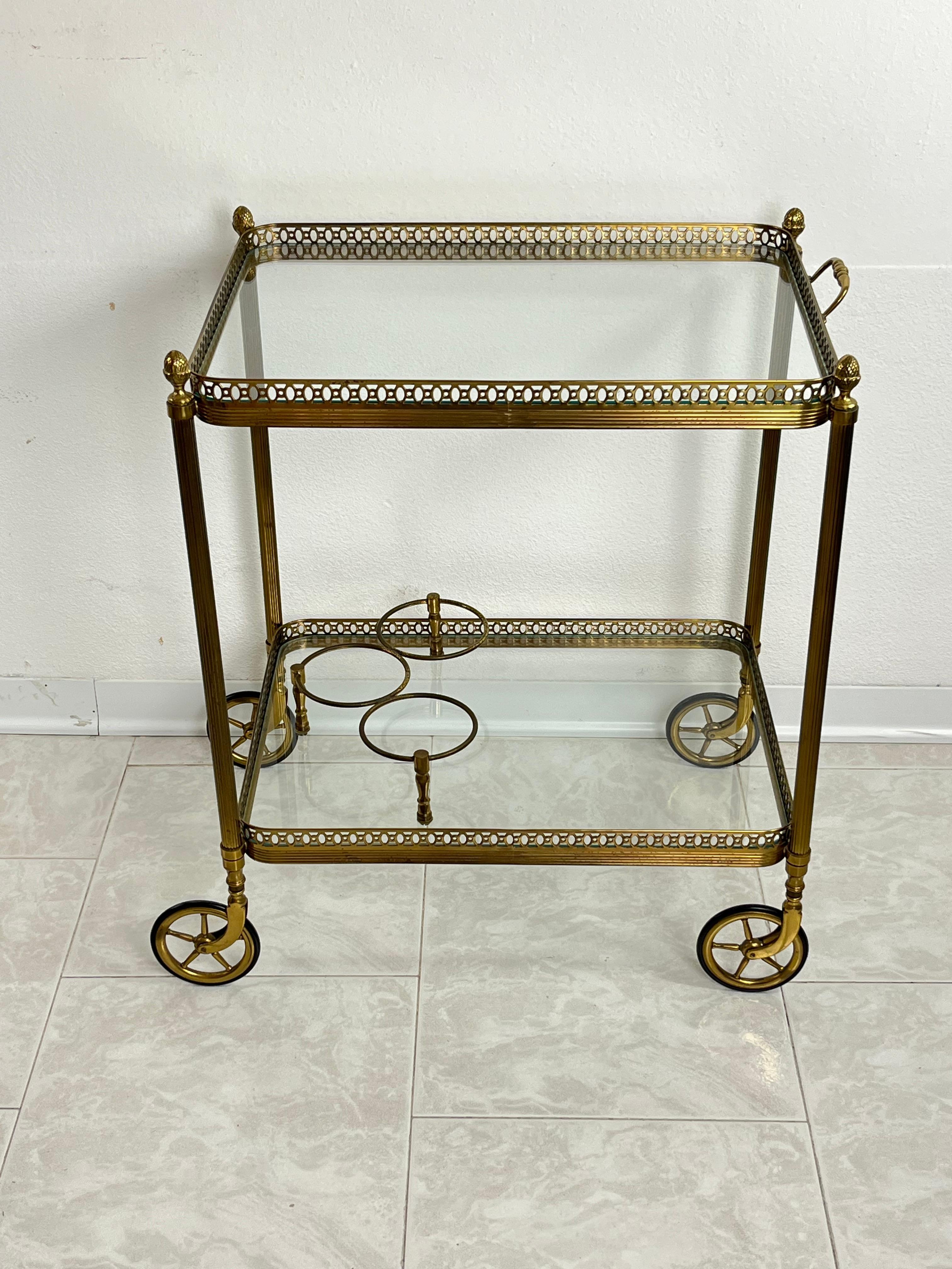 Mid-Century Brass Bar Cart Attributed To Paolo Buffa 1950s For Sale 2