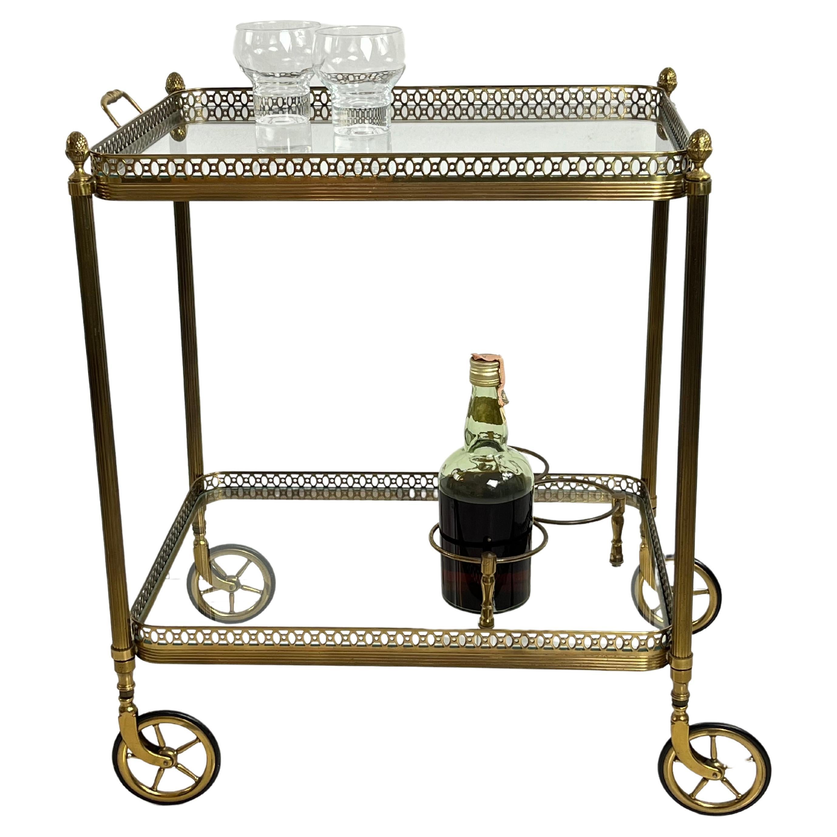 Mid-Century Brass Bar Cart Attributed To Paolo Buffa 1950s For Sale