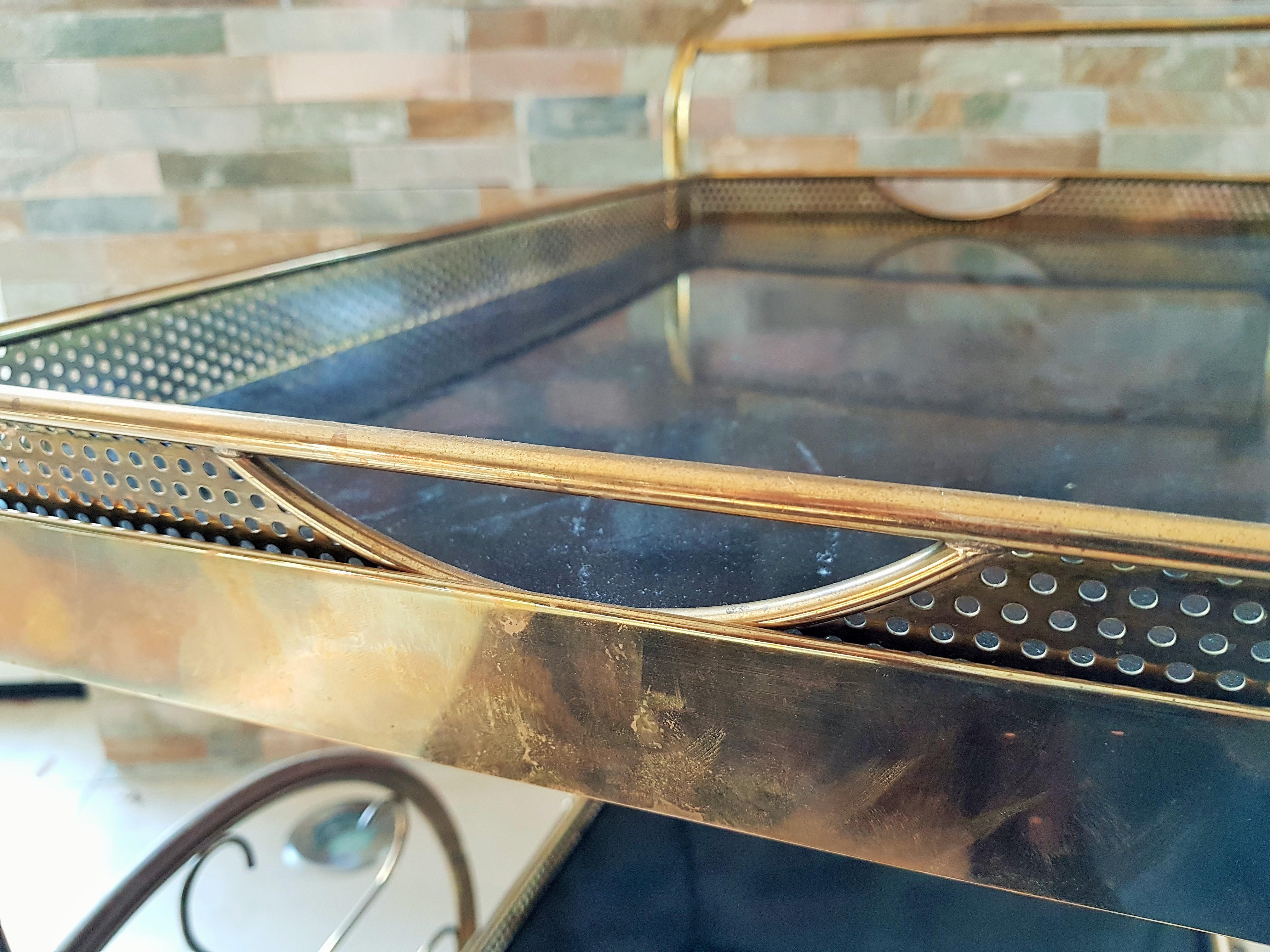 Midcentury Brass Bar Cart by Josef Frank for Svenskt Tenn, Sweden, 1950s 2