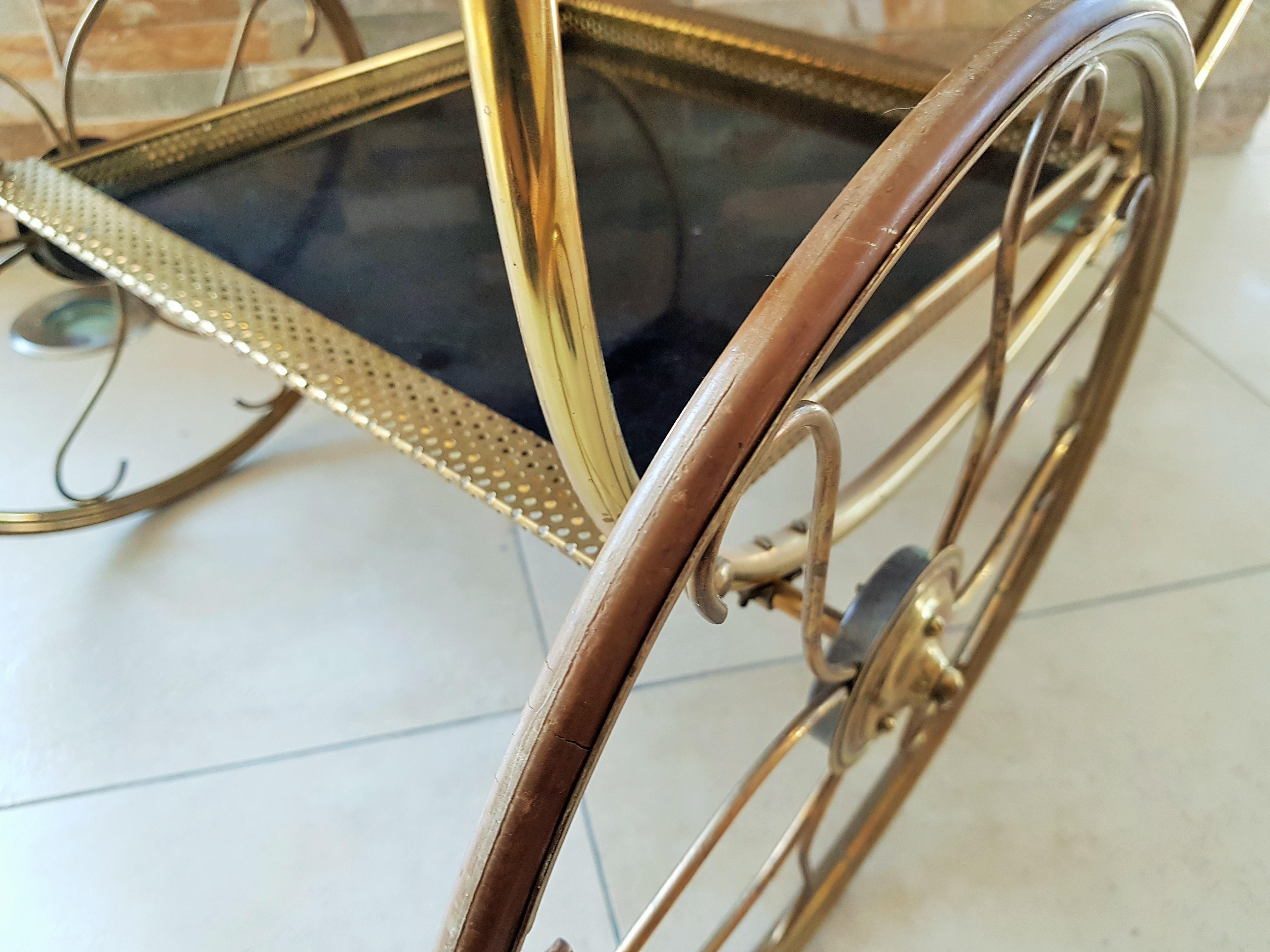 Midcentury Brass Bar Cart by Josef Frank for Svenskt Tenn, Sweden, 1950s In Good Condition In Saarbruecken, DE