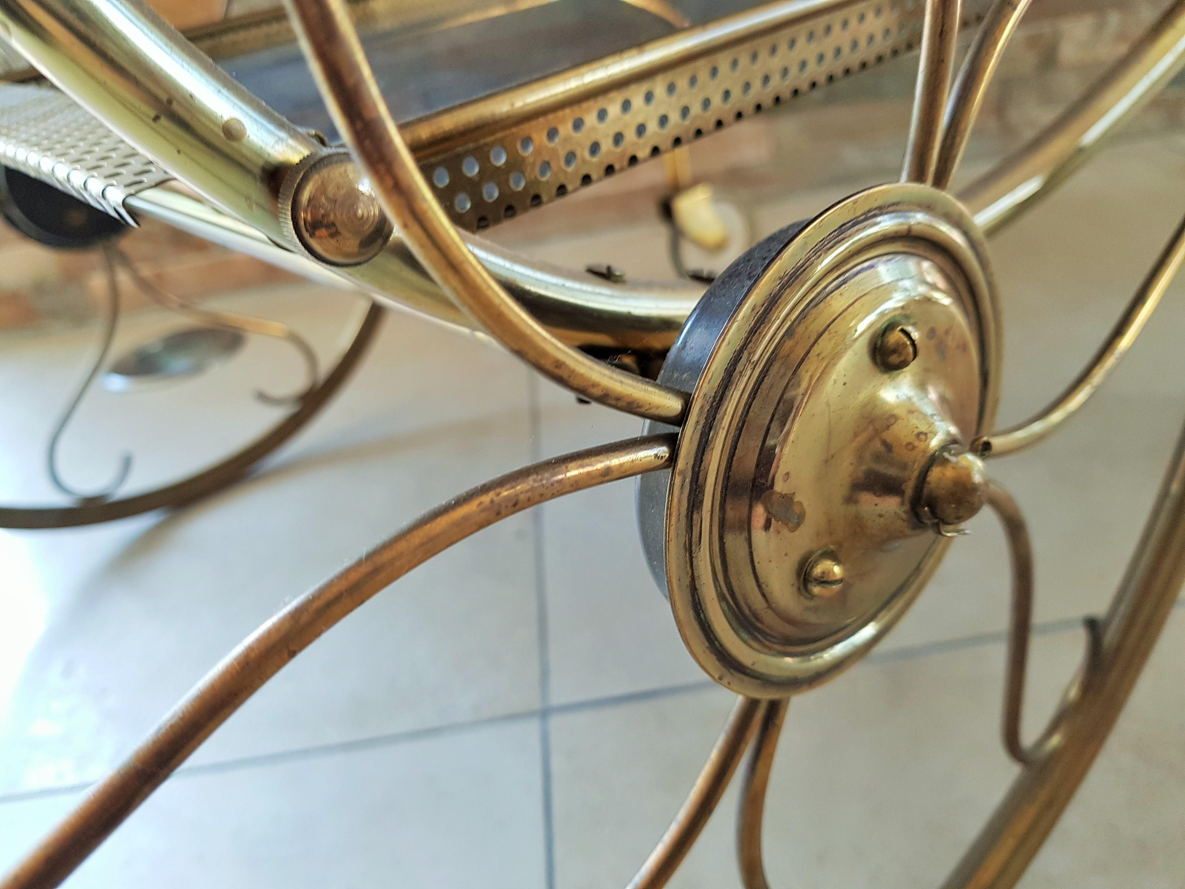 Mid-20th Century Midcentury Brass Bar Cart by Josef Frank for Svenskt Tenn, Sweden, 1950s