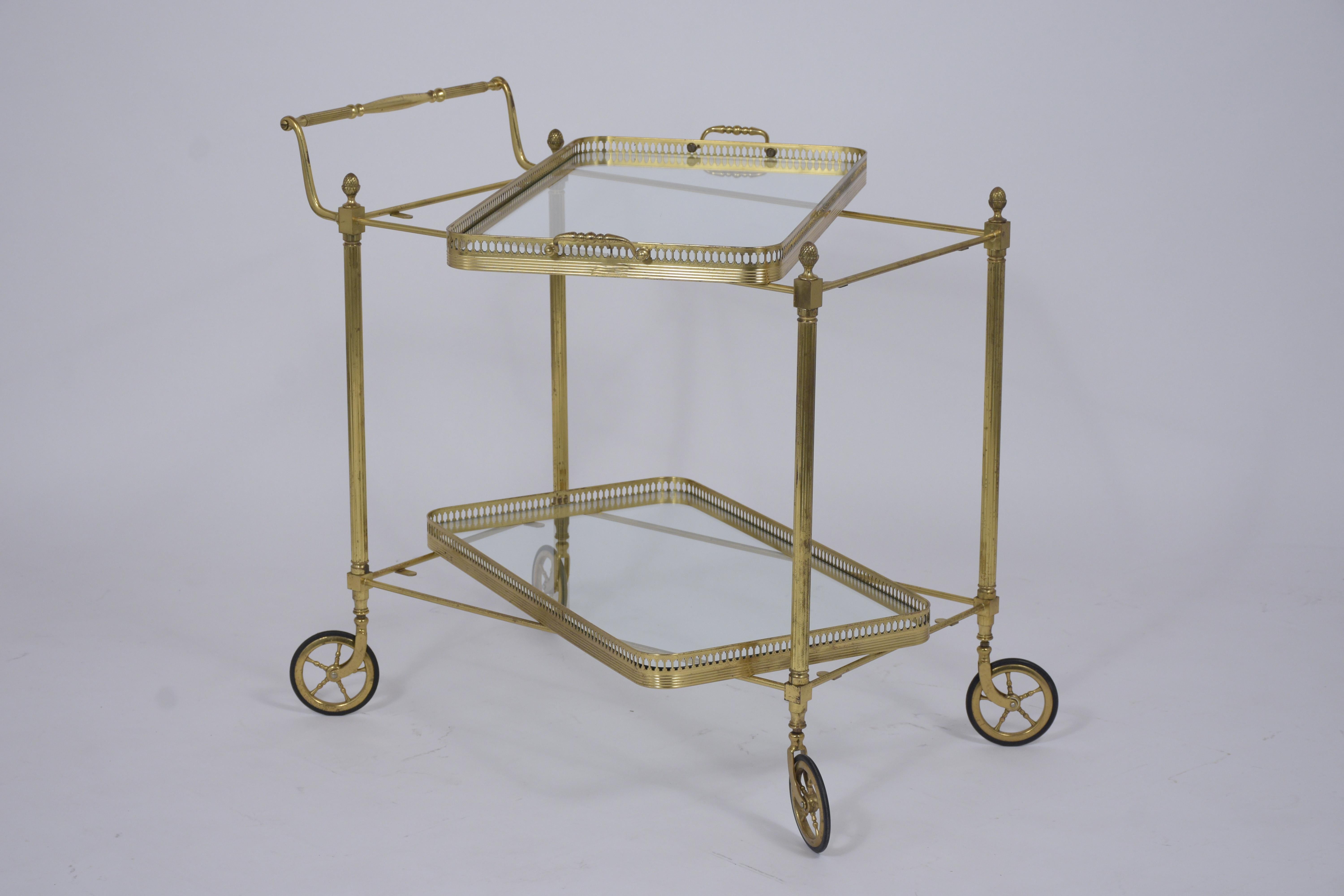 Plated Midcentury Brass Bar Cart
