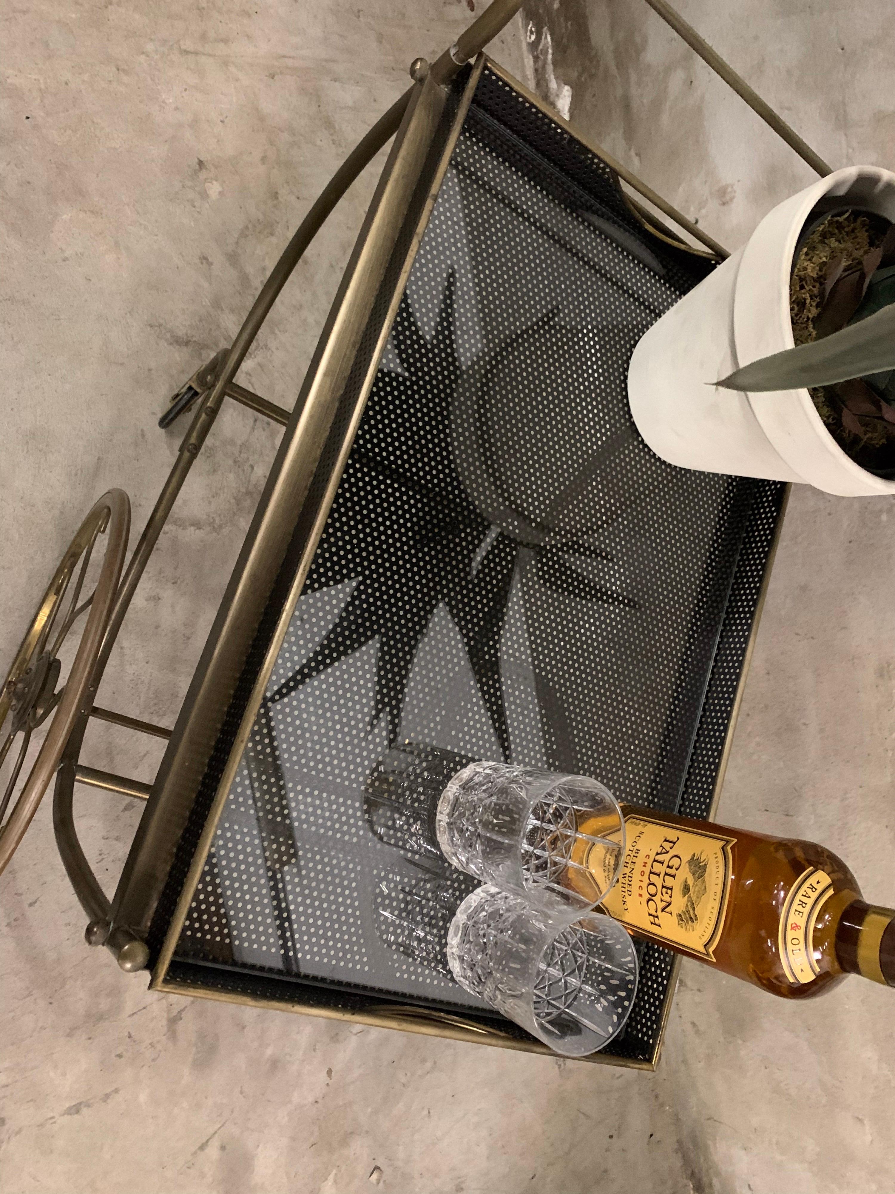 Metal Mid-Century Brass Bar Cart  or Drink Trolley, Josef Frank, Svenskt Tenn Sweden