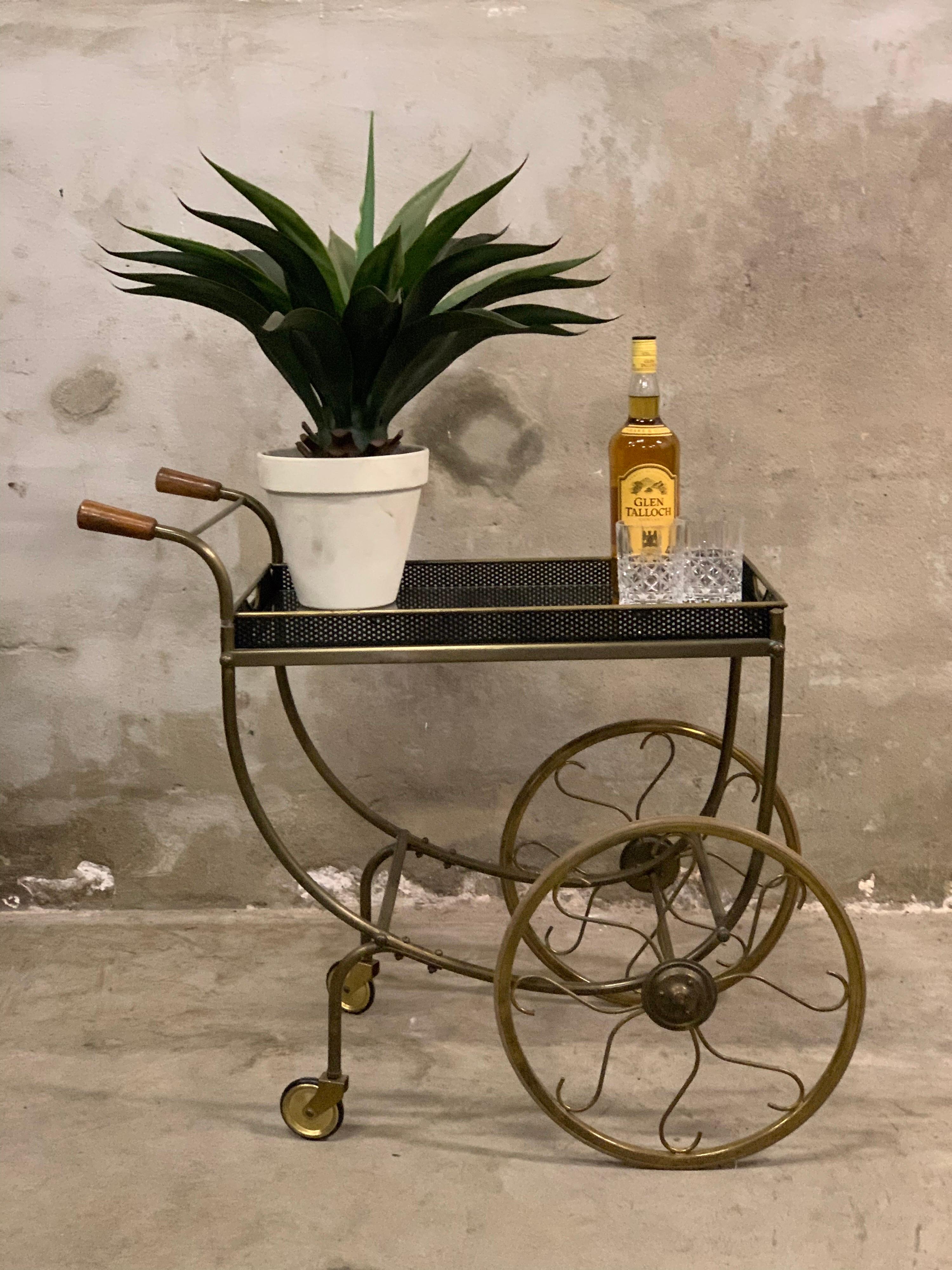 Mid-Century Brass Bar Cart  or Drink Trolley, Josef Frank, Svenskt Tenn Sweden 2